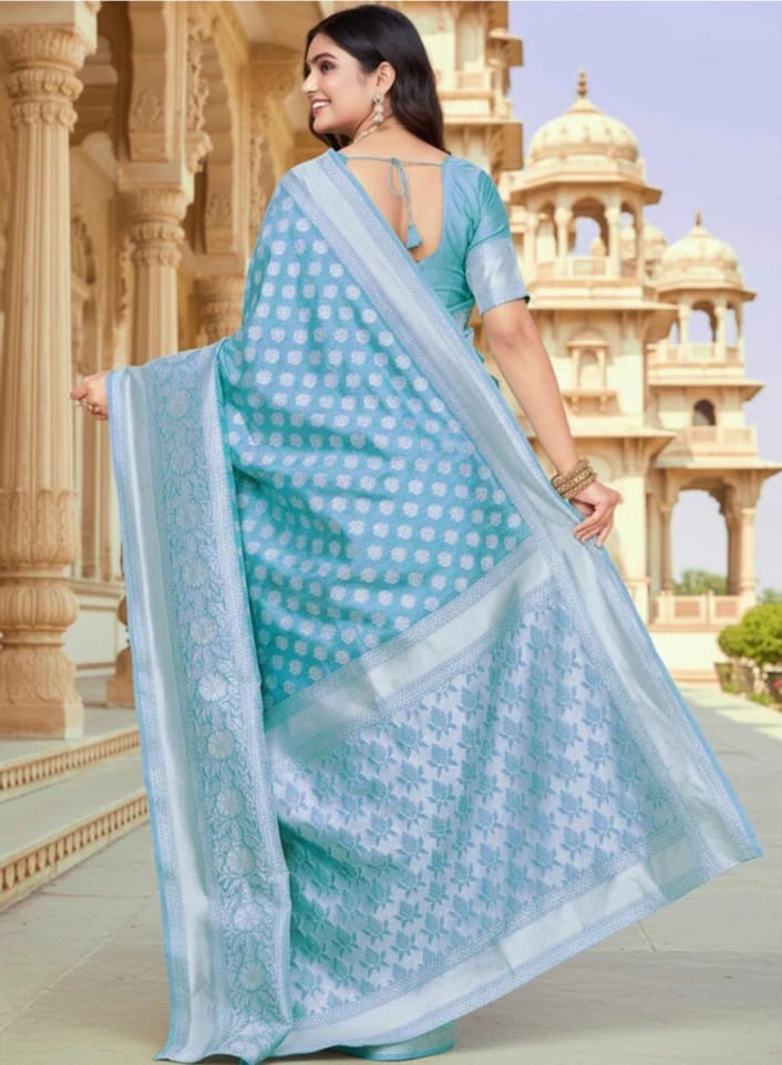 Sky Blue Silk Saree