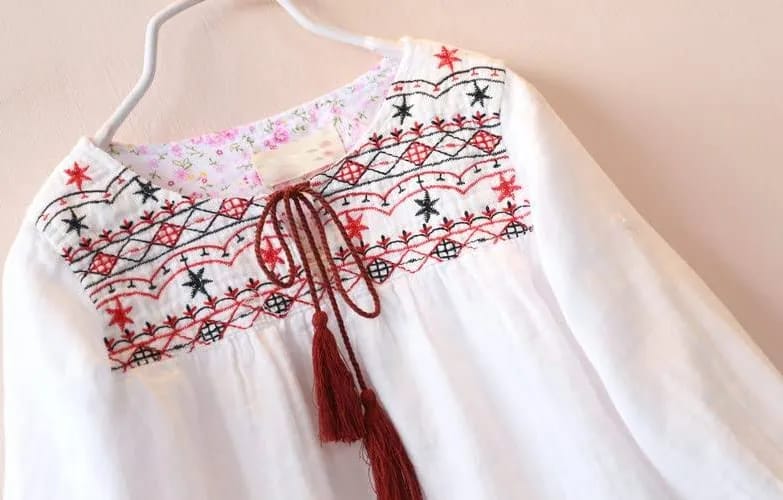 Embroidered Boho Tunic Top