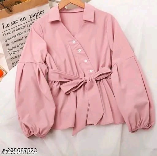 Pink Cotton Belted Top