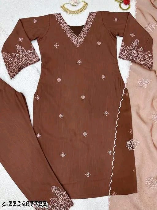 Embroidered Brown Designer Suit