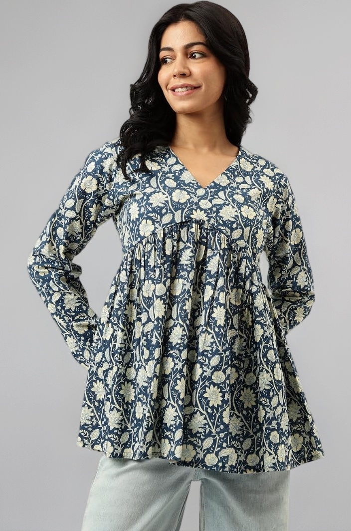 Floral Print Cotton Kurta