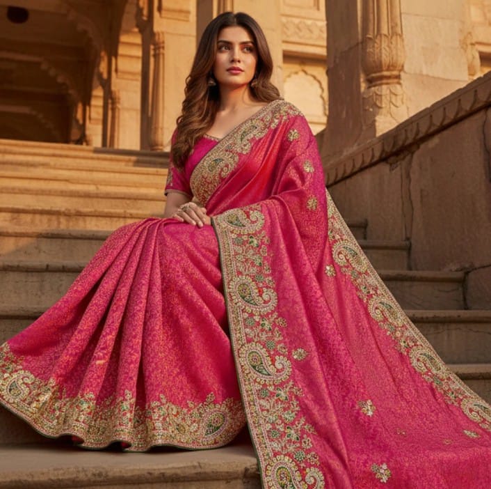Elegant Pink Designer Saree