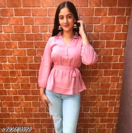 Pink Cotton Belted Top