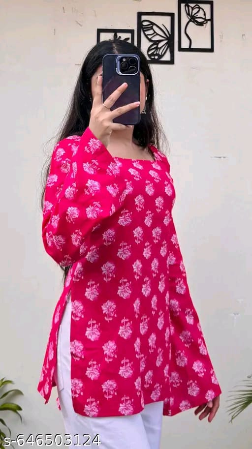 Pink Floral Print Kurti