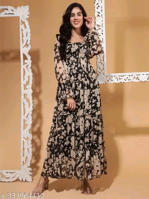 Floral Print Long Maxi Dress