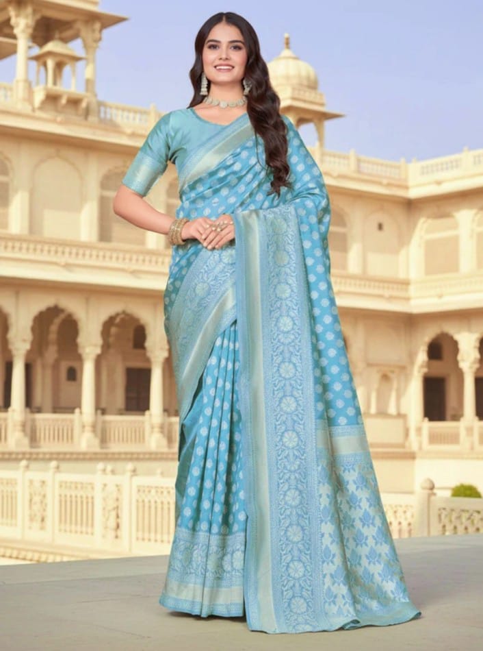 Sky Blue Silk Saree