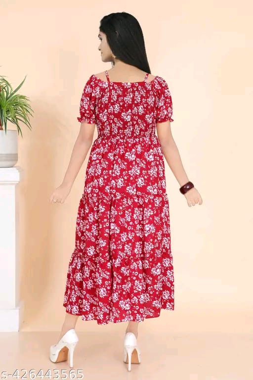Red Floral Off-Shoulder Maxi Dress