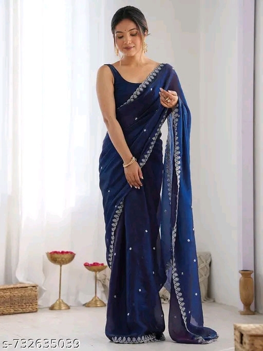 Elegant Navy Blue Saree