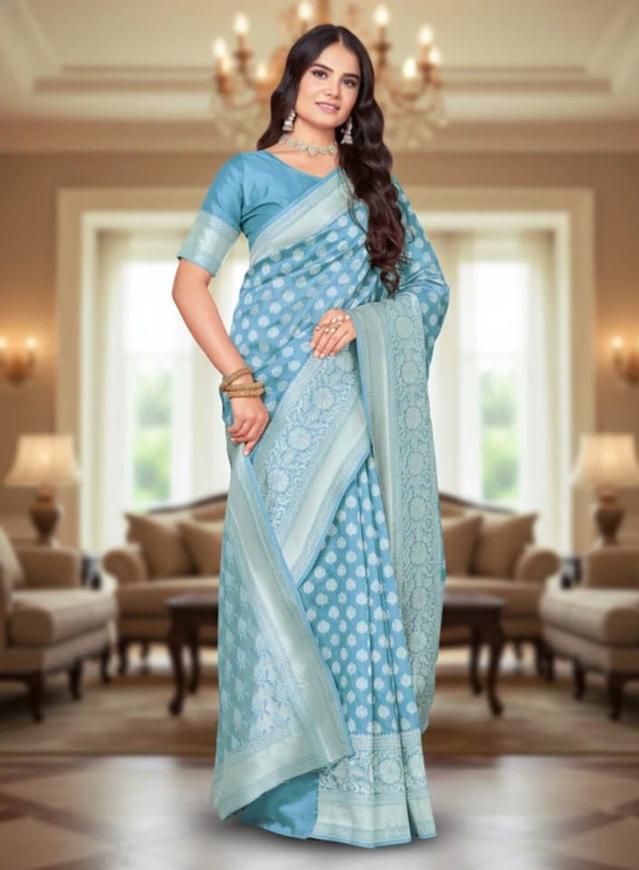Sky Blue Silk Saree