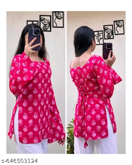 Pink Floral Print Kurti