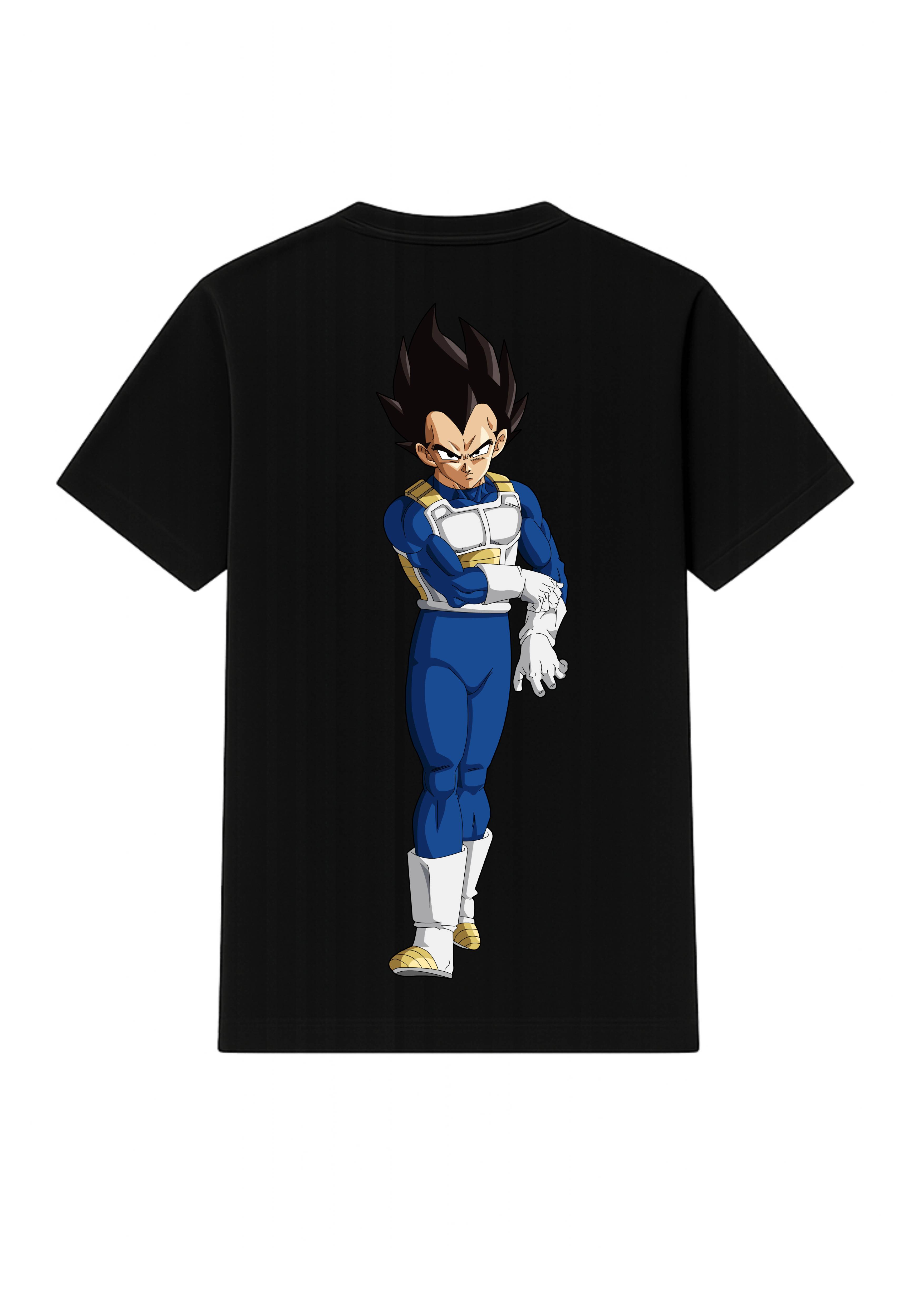 Vegeta Attitude Back Side Print T Shirt White & Black