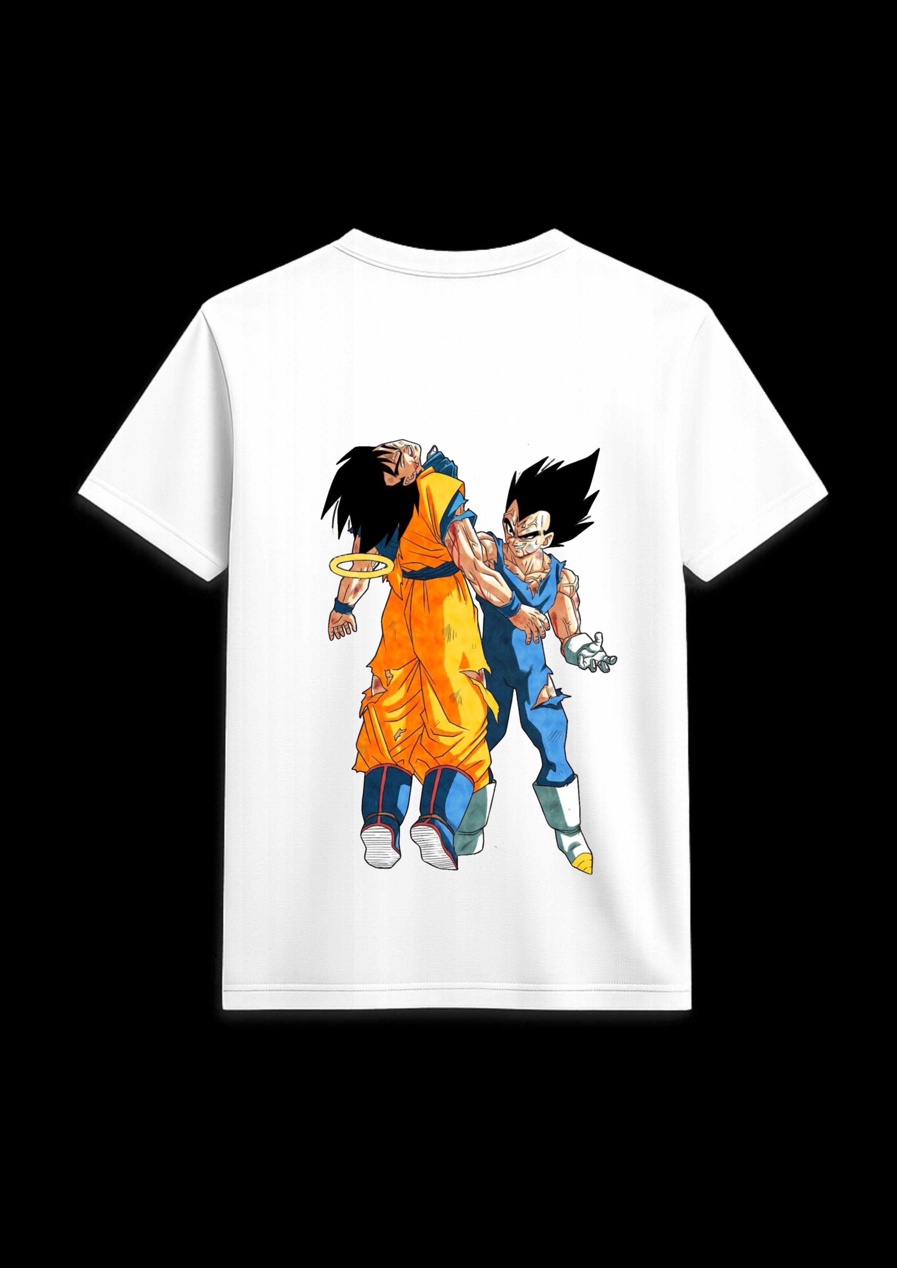 Goku Vegeta Fight Anime Graphic Black T-Shirt