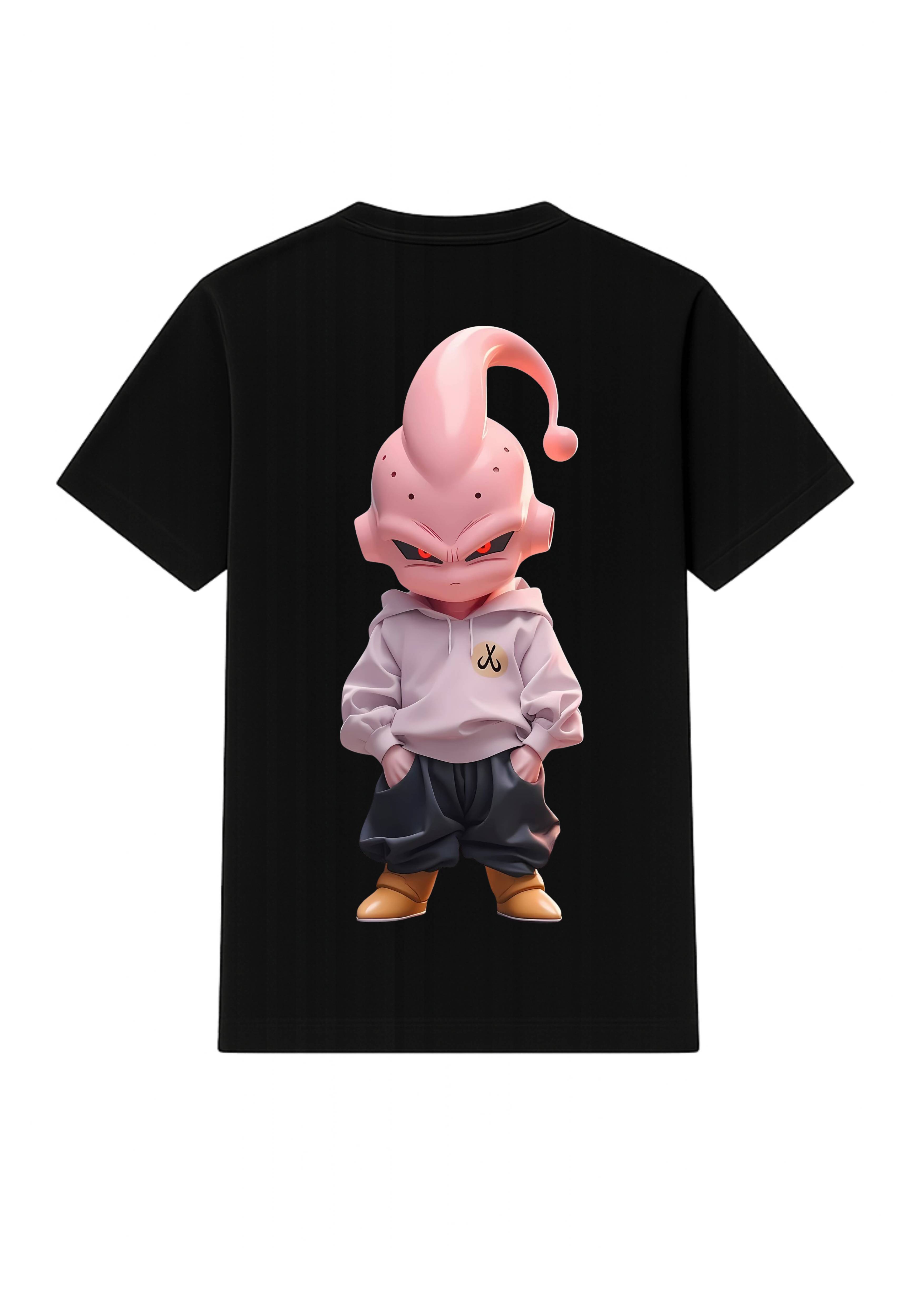 Majin Buu Attitude Back Side Print T Shirt White & Black