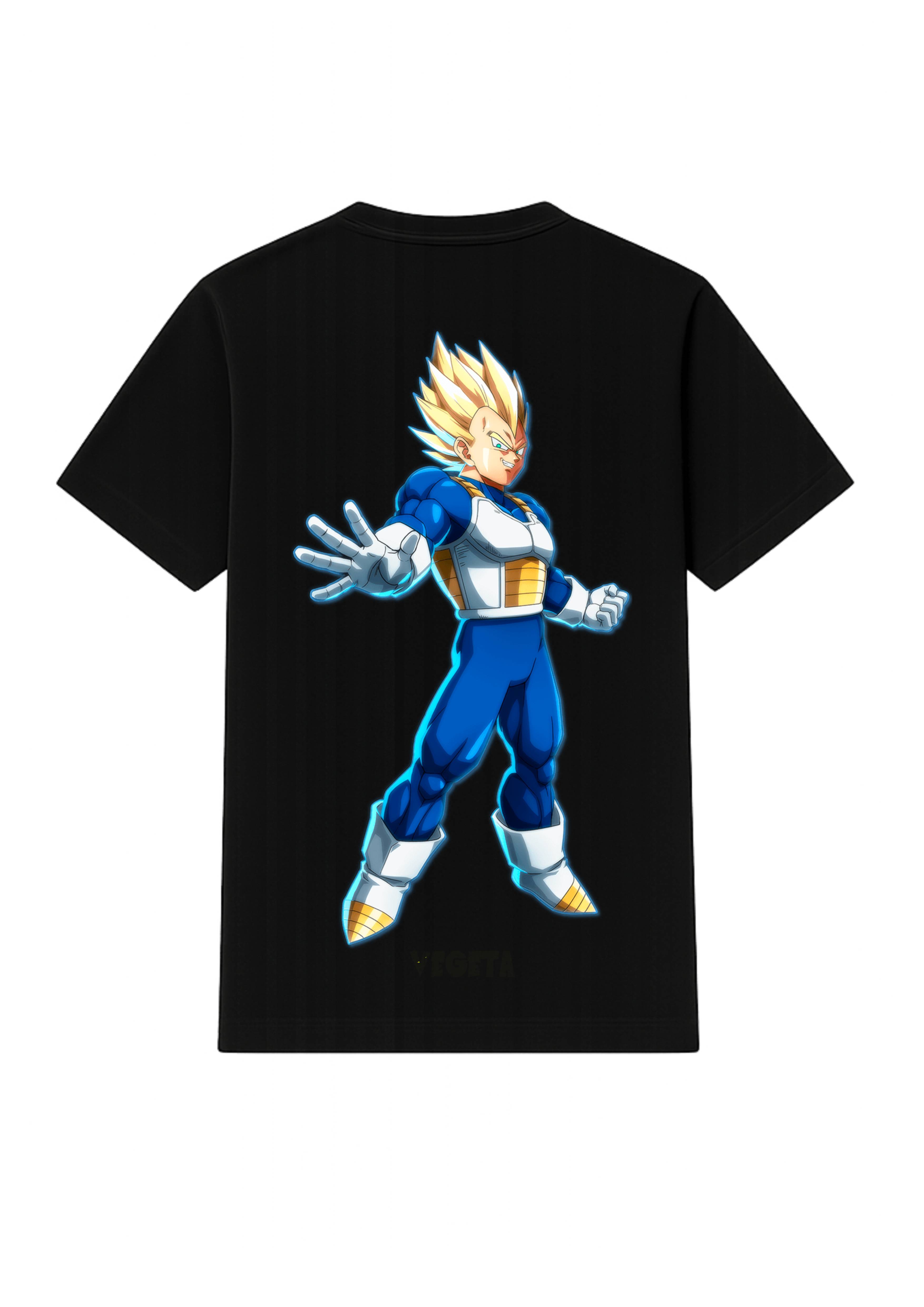 Vegeta Back Side Print Black & White T Shirt