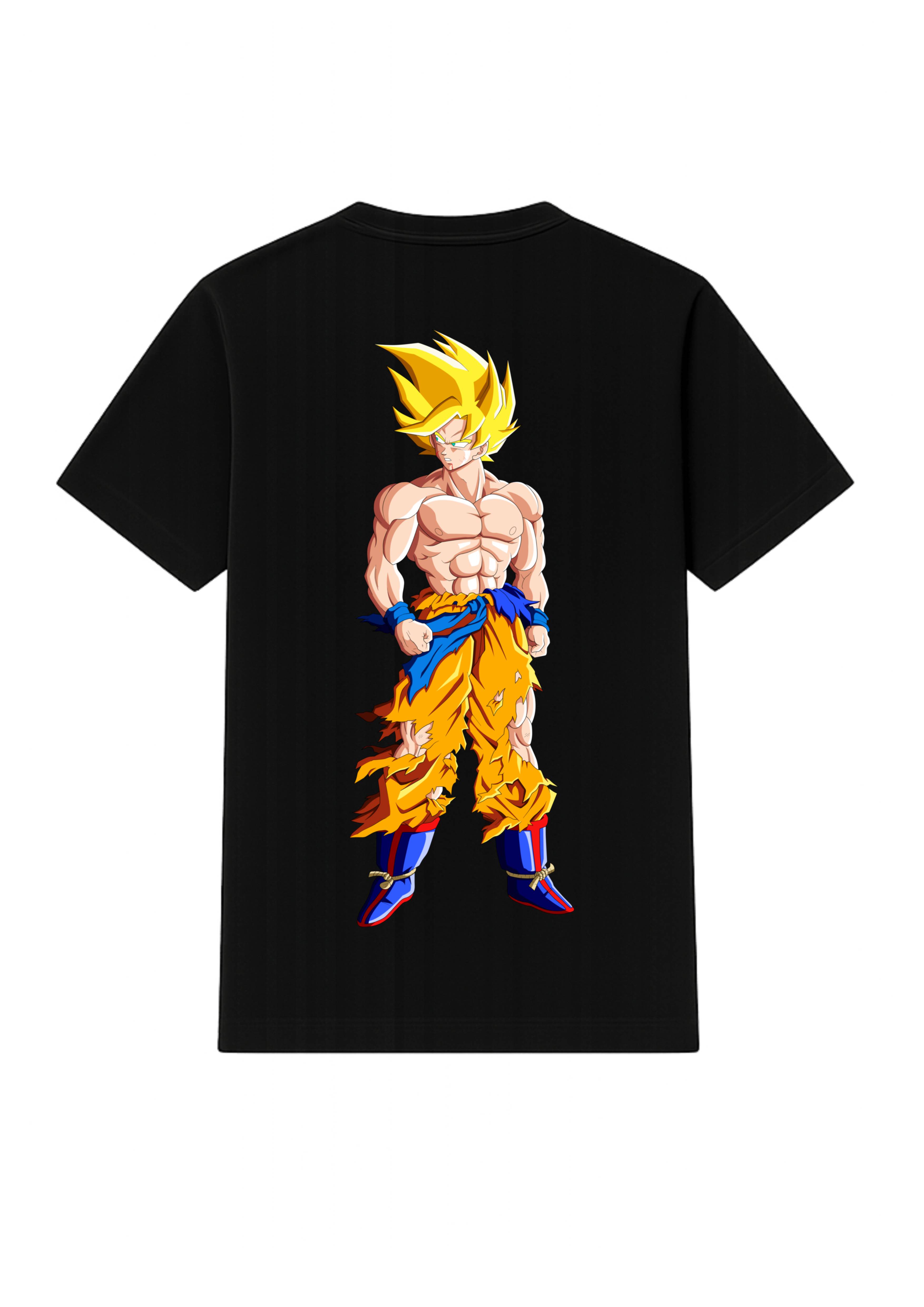 Goku Supar Back Side Print T Shirt White & Black