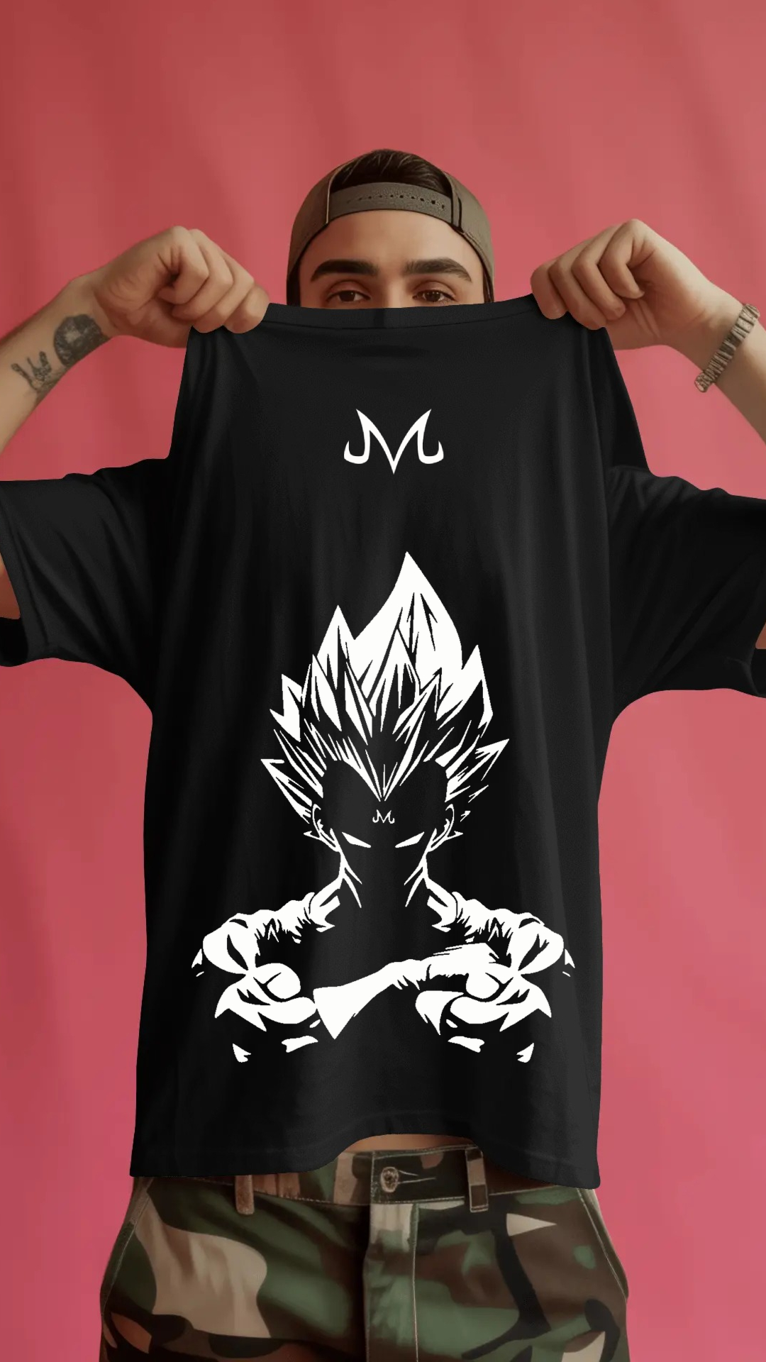 Vegeta t shirt  Black white Olive Green