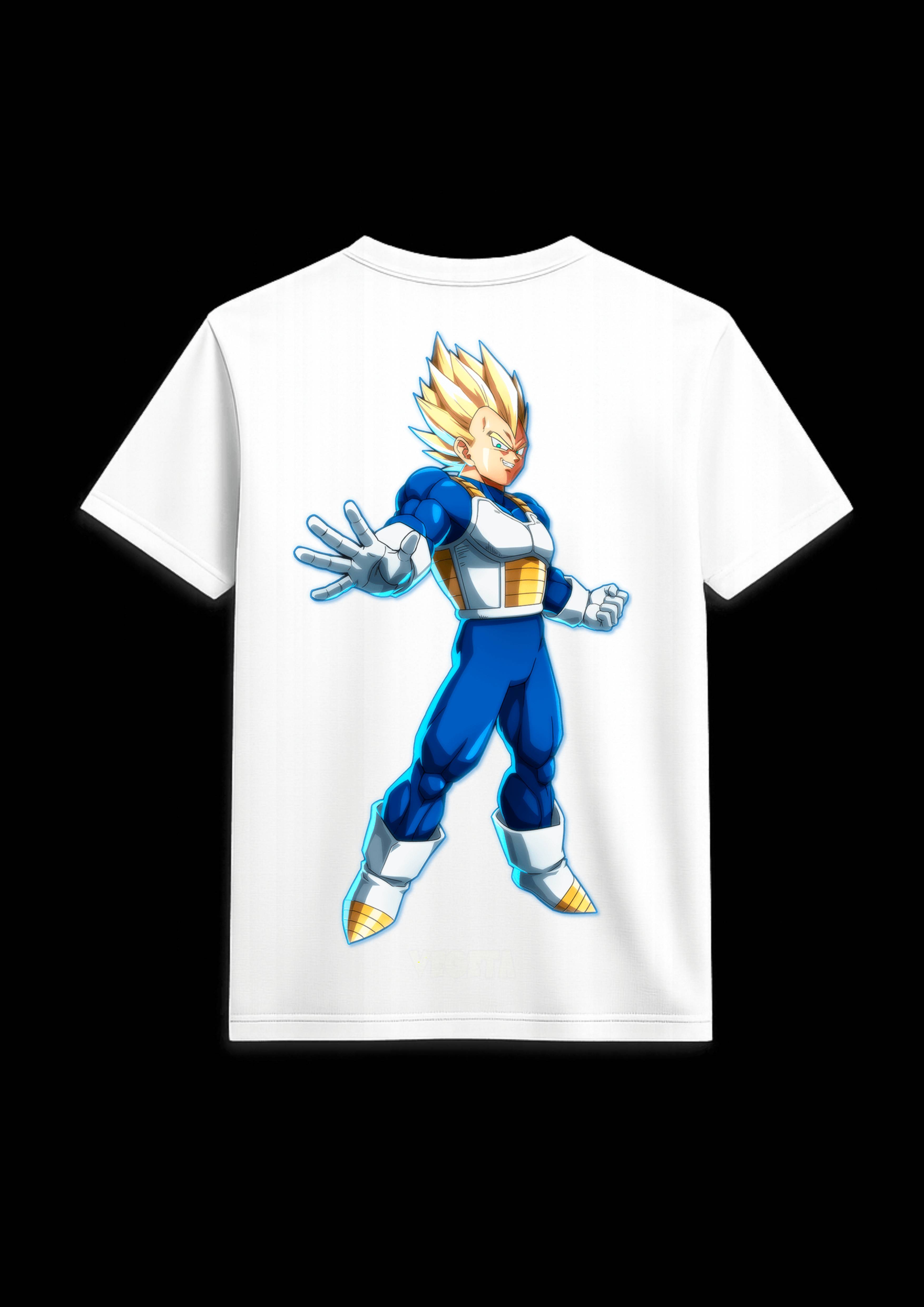 Vegeta Back Side Print Black & White T Shirt