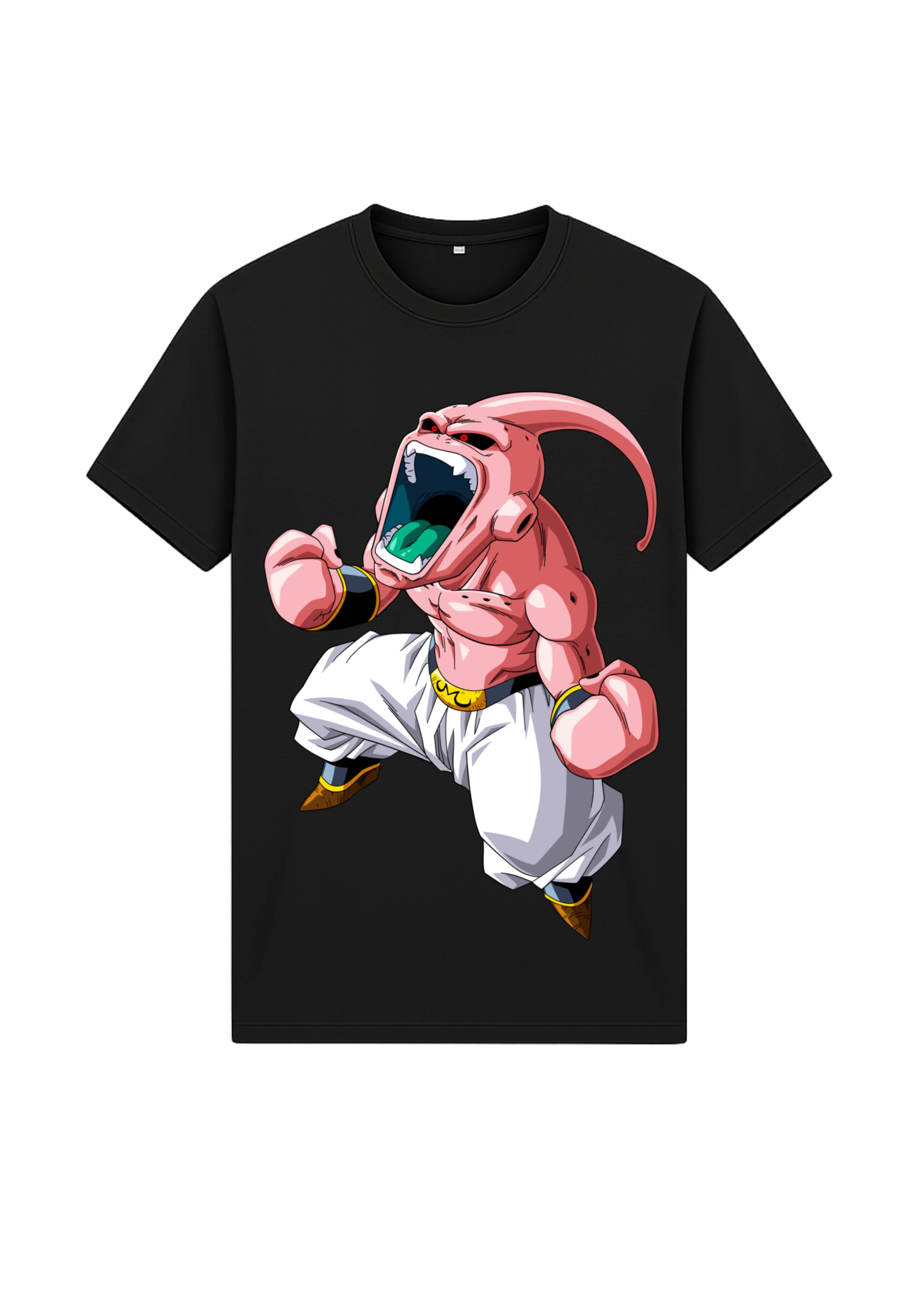 Majin Buu Angry Back Side Print T Shirt White & Black