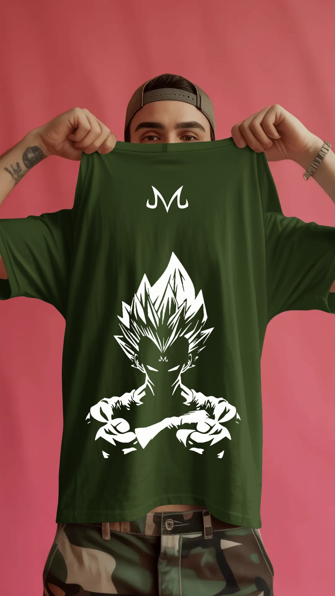 Vegeta t shirt  Black white Olive Green