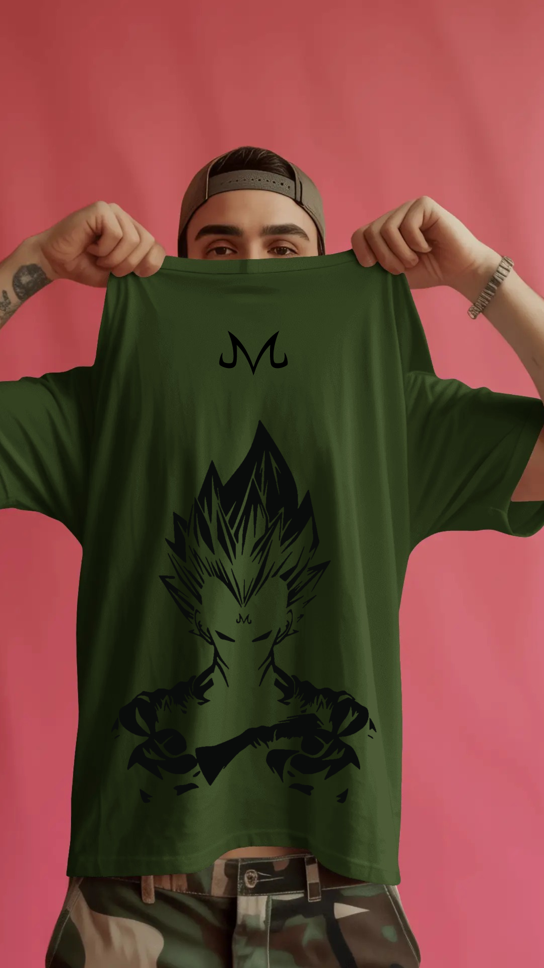 Vegeta t shirt  Black white Olive Green