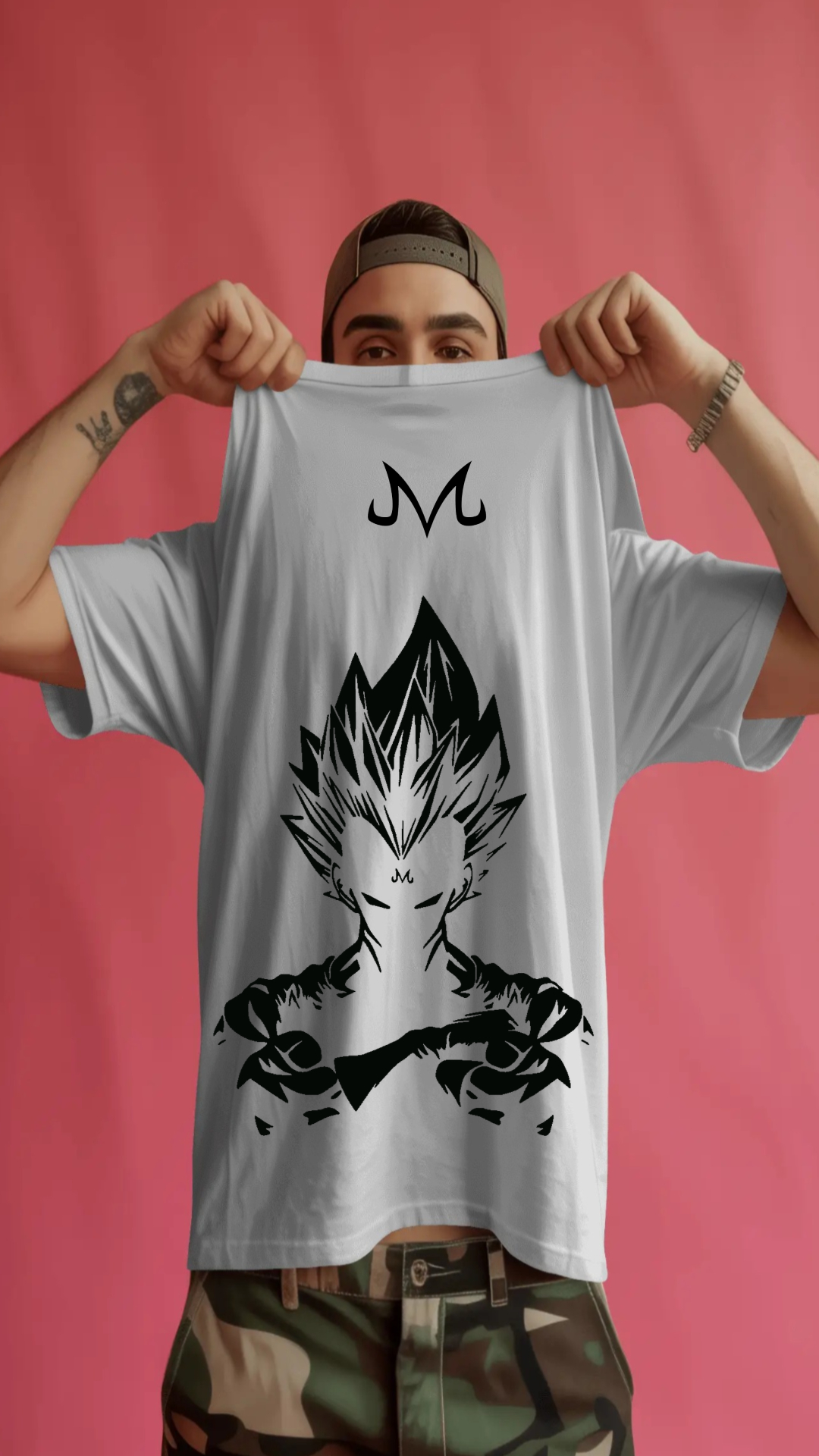 Vegeta t shirt  Black white Olive Green