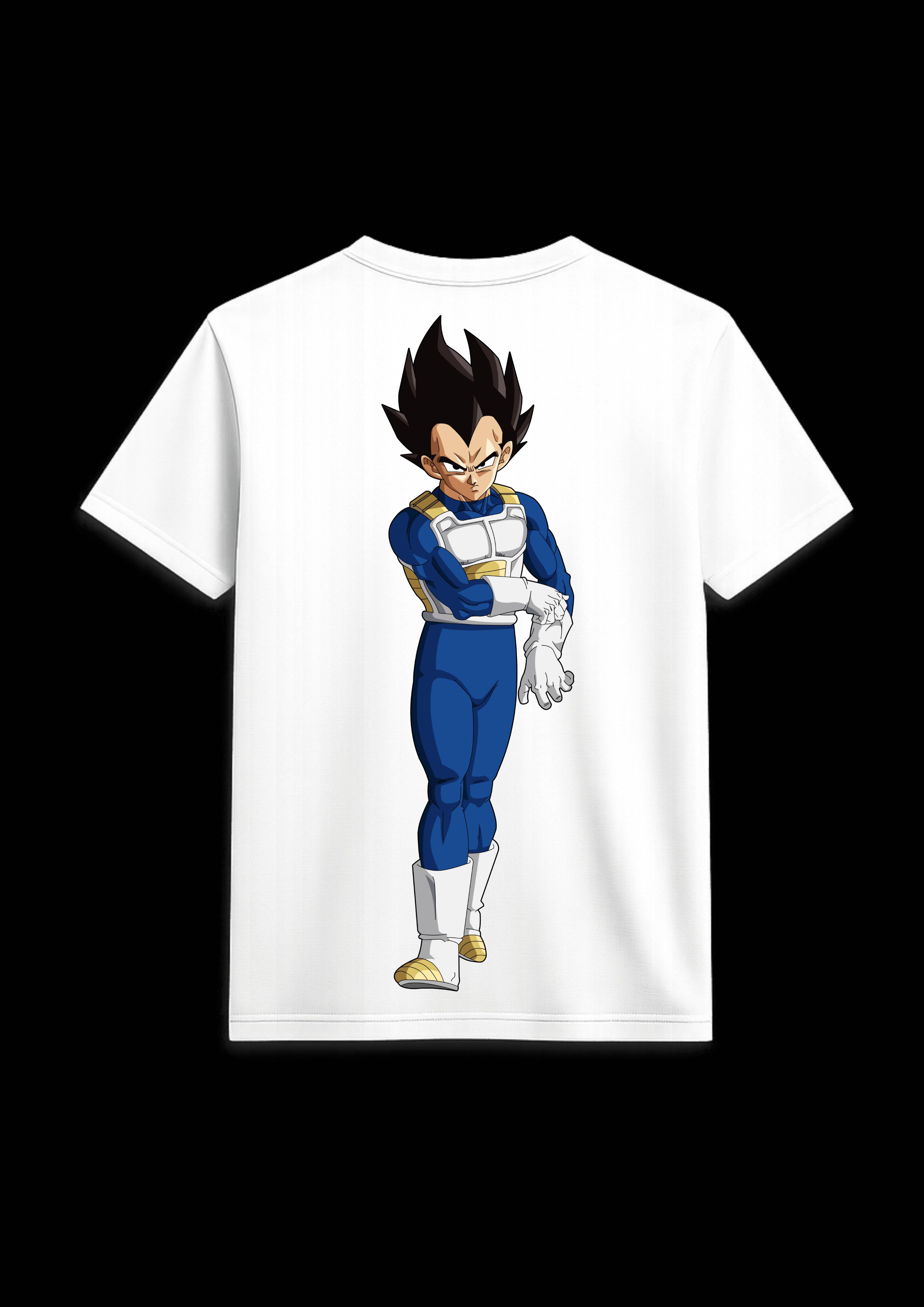 Vegeta Attitude Back Side Print T Shirt White & Black