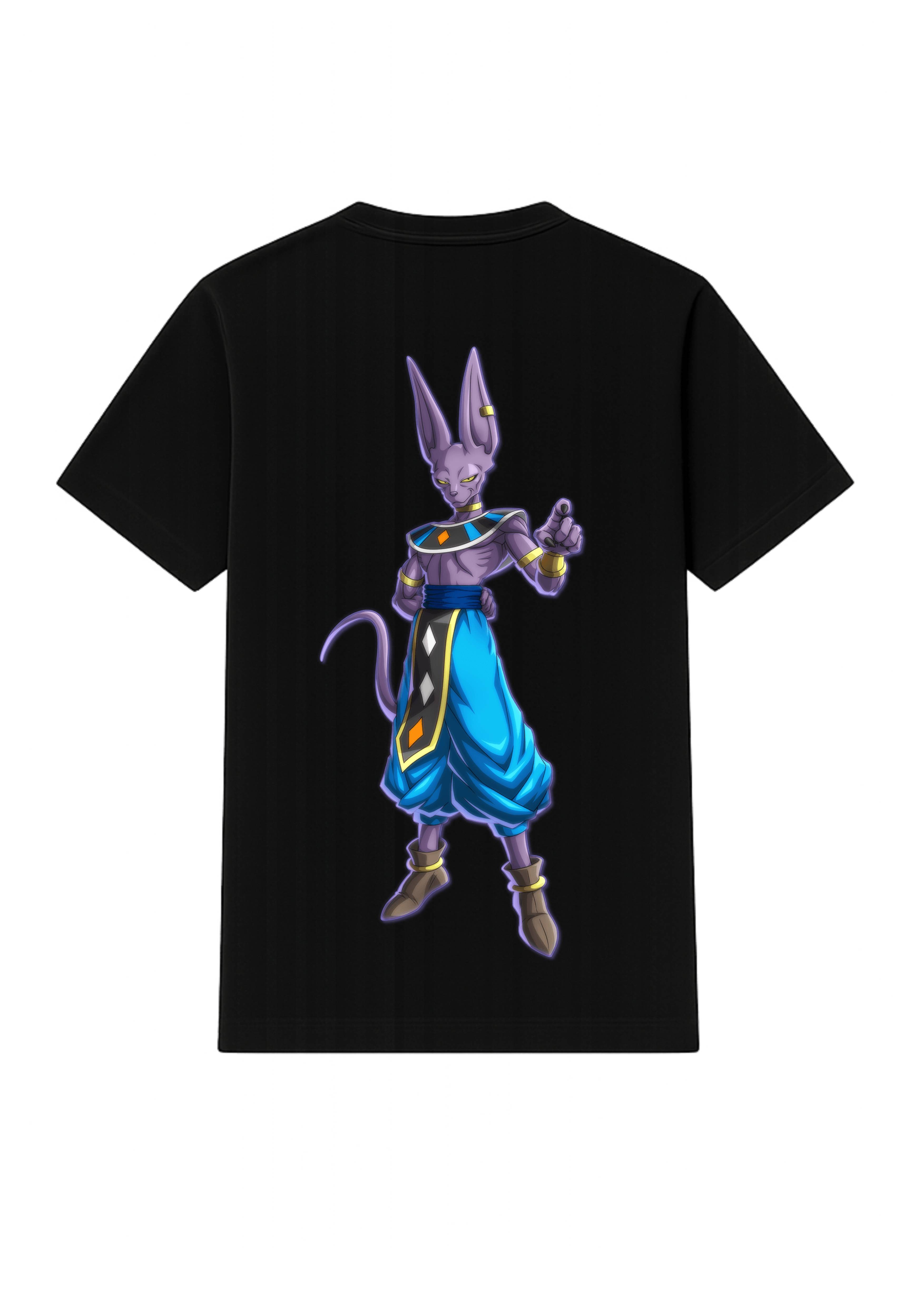 Beerus sama Back Side Print T Shirt White & Black