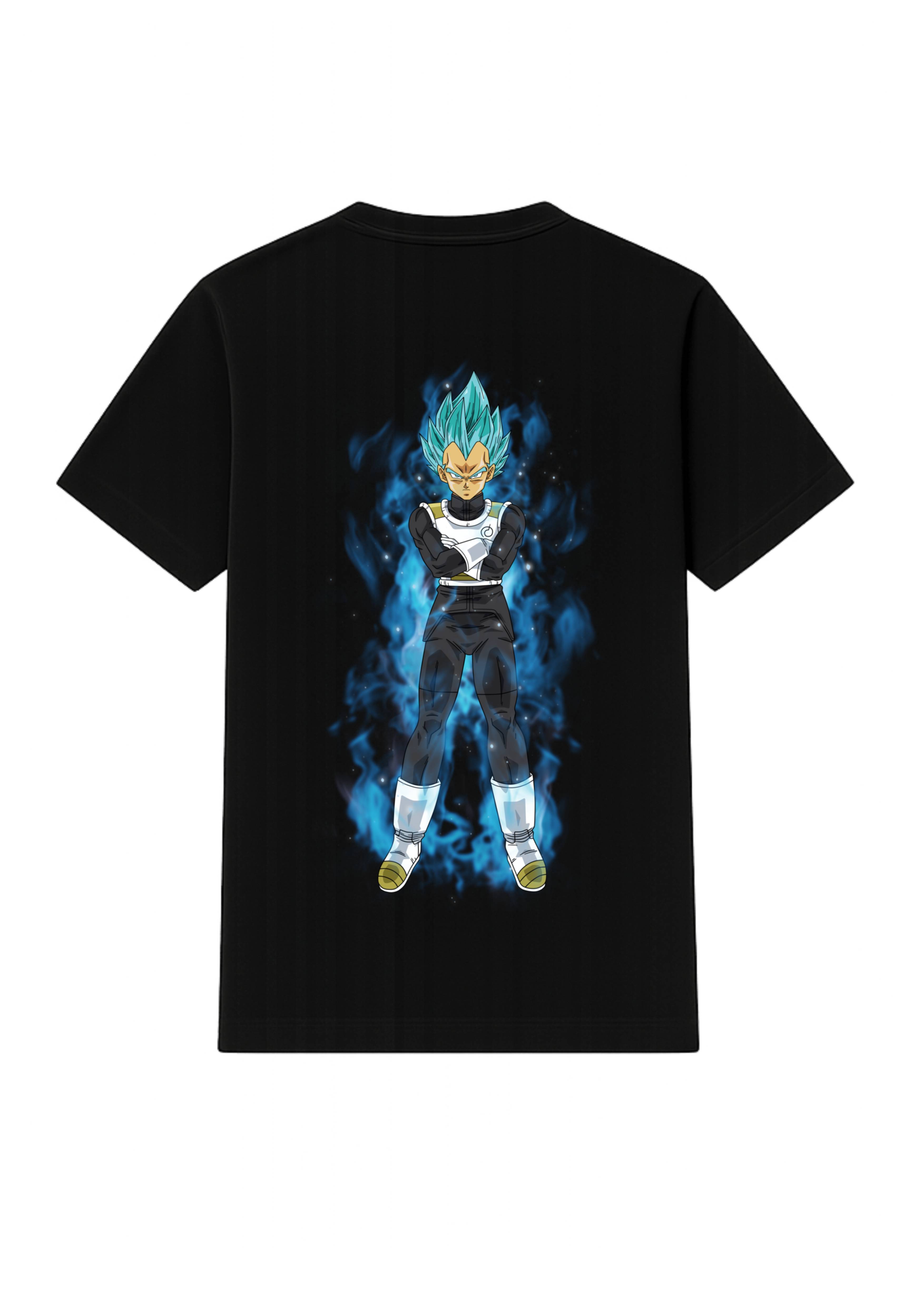 Vegeta Super Back Side Print T Shirt White & Black