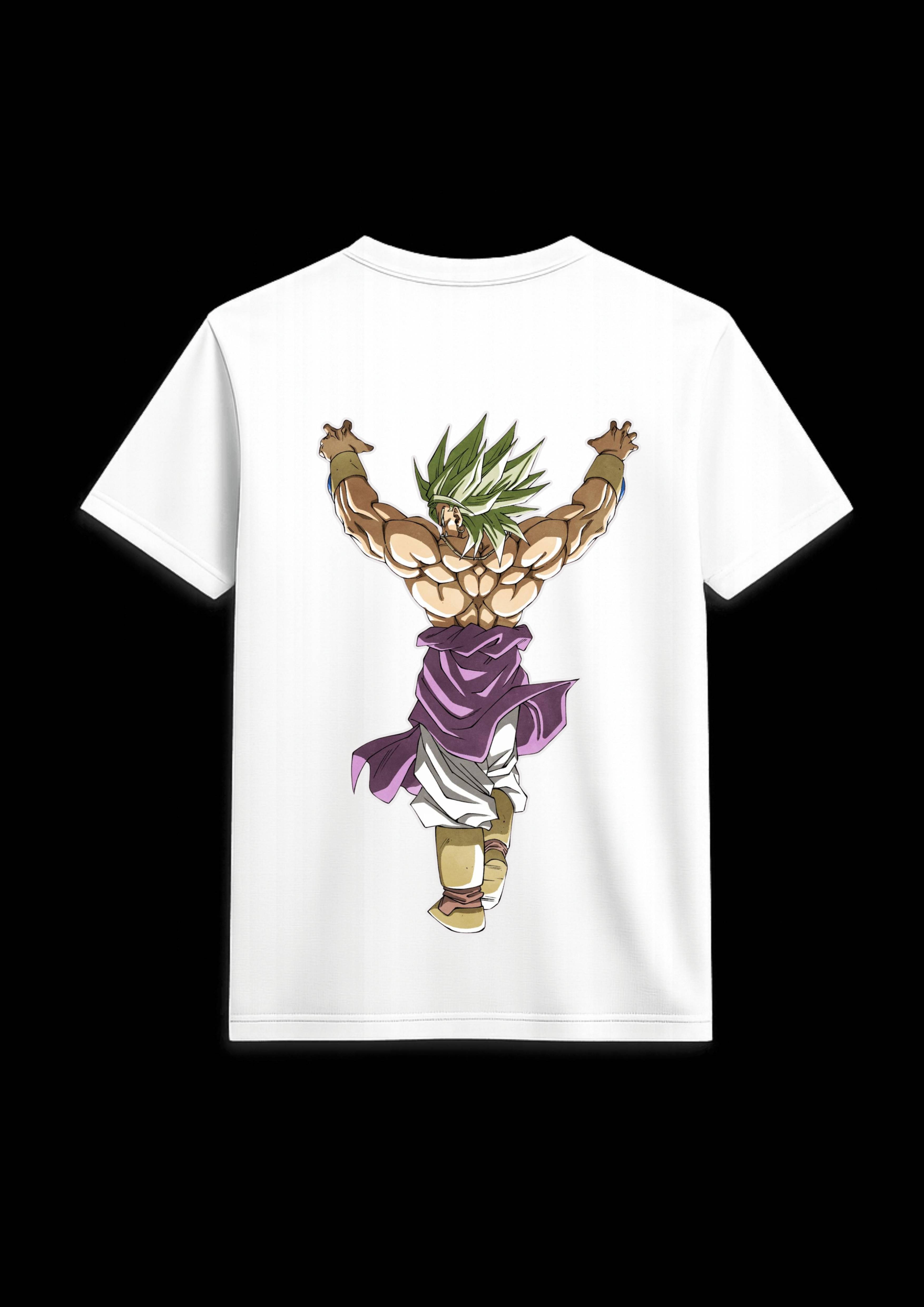 Broly – The Legendary Super Saiyan Back Side Print T Shirt White & Black