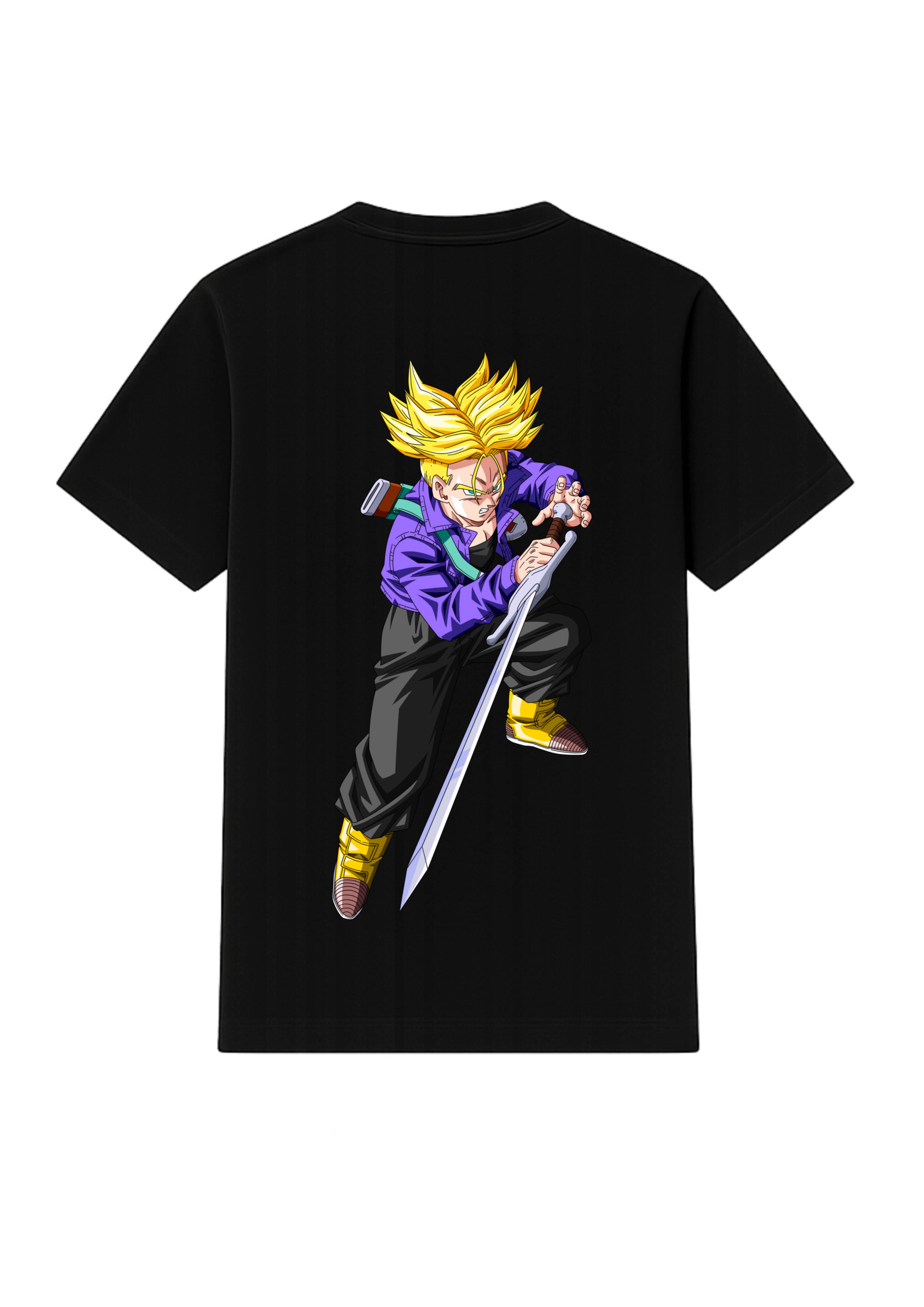 Trunks Sword Back Print T Shirt White & Black