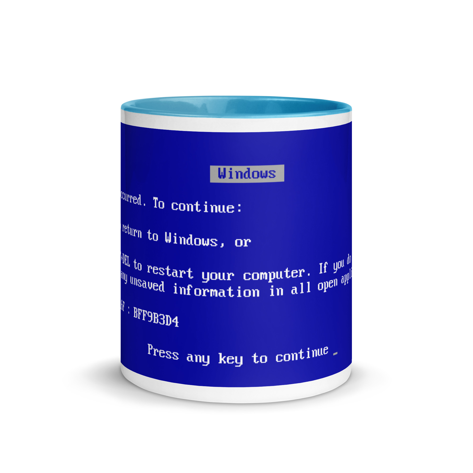 Windows Blue Screen of Death (BSOD) Mug with Color Inside