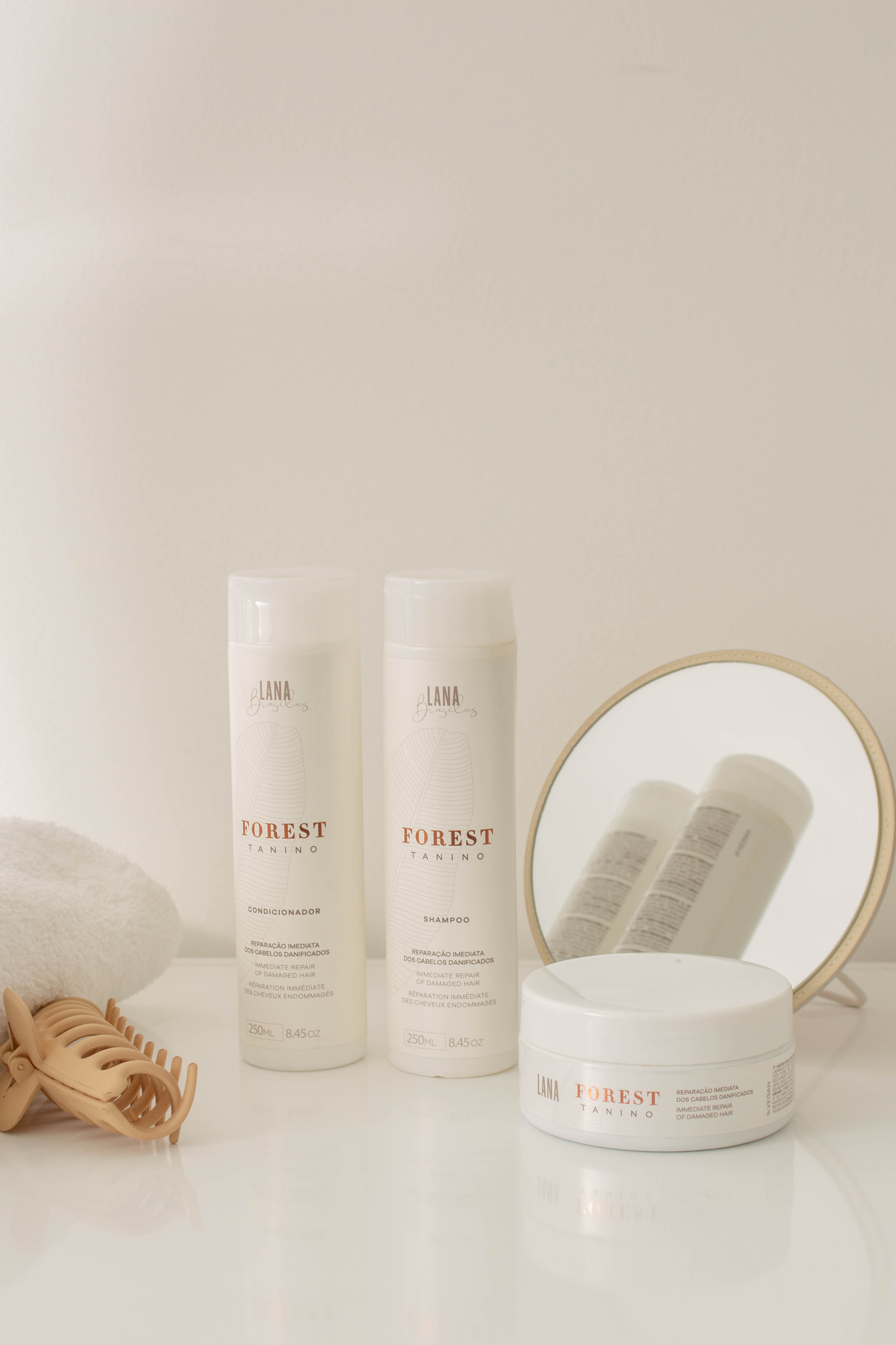 Kit Shampoo e Condicionador Forest Tanino 2x250ml + Mascara Capilar Forest Tanino De Reparação Imediata 200g