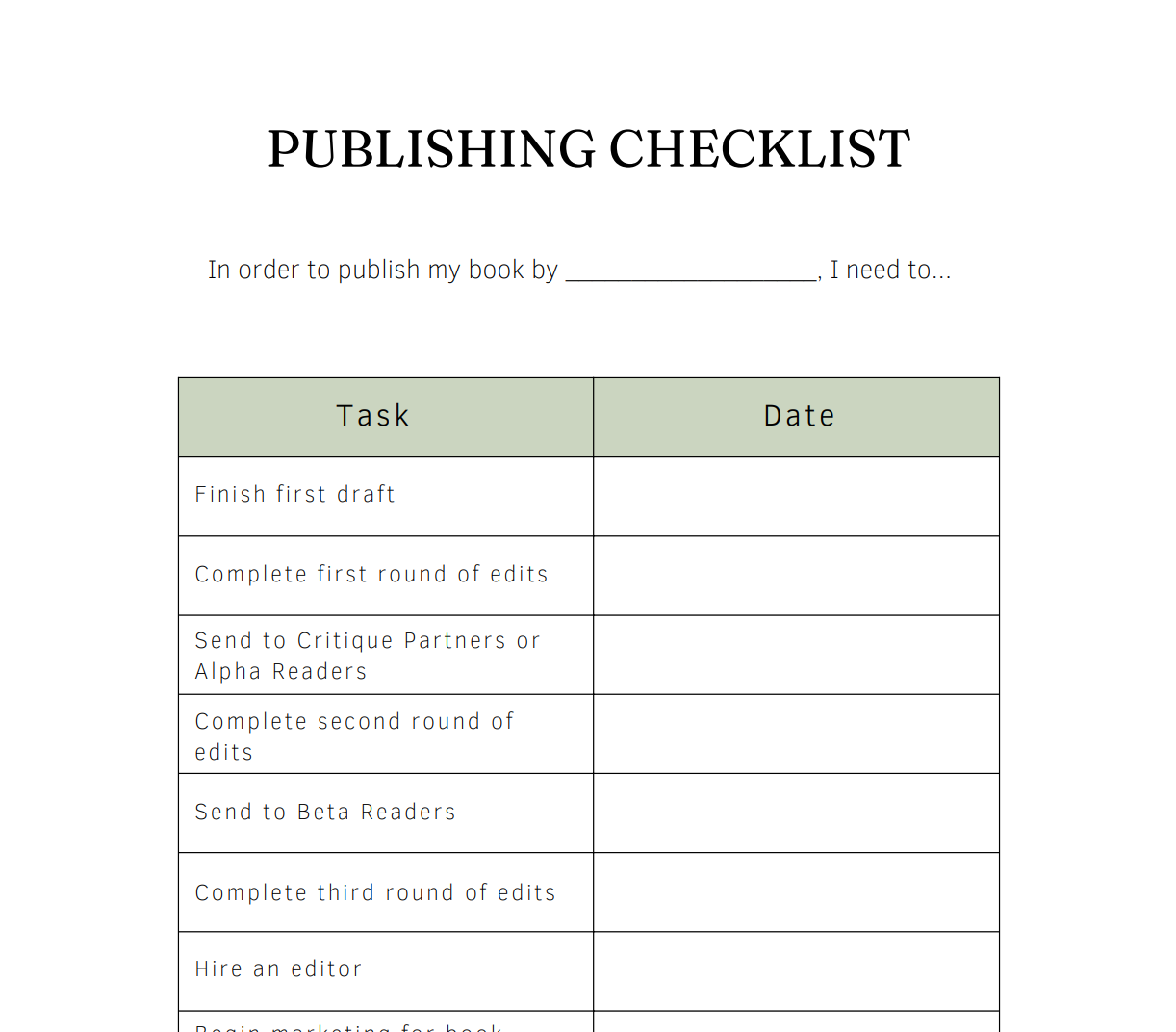 Publishing Checklist