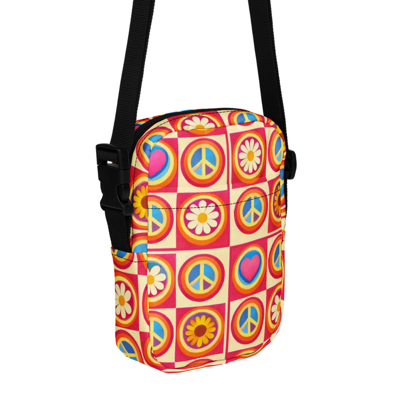 Retro Peace Sign Crossbody Bag