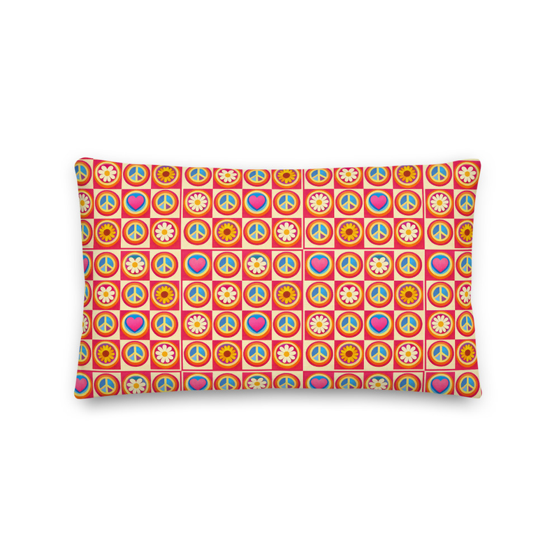Retro Peace & Love Throw Pillow