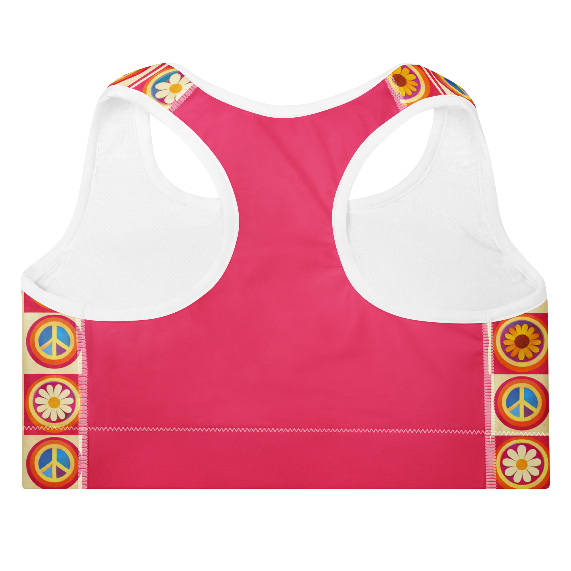 Peace & Love Retro Pattern Sports Bra