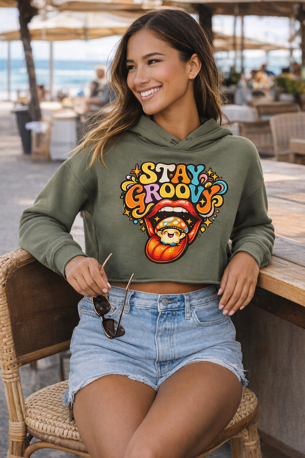 Stay Groovy Cropped Hoodie