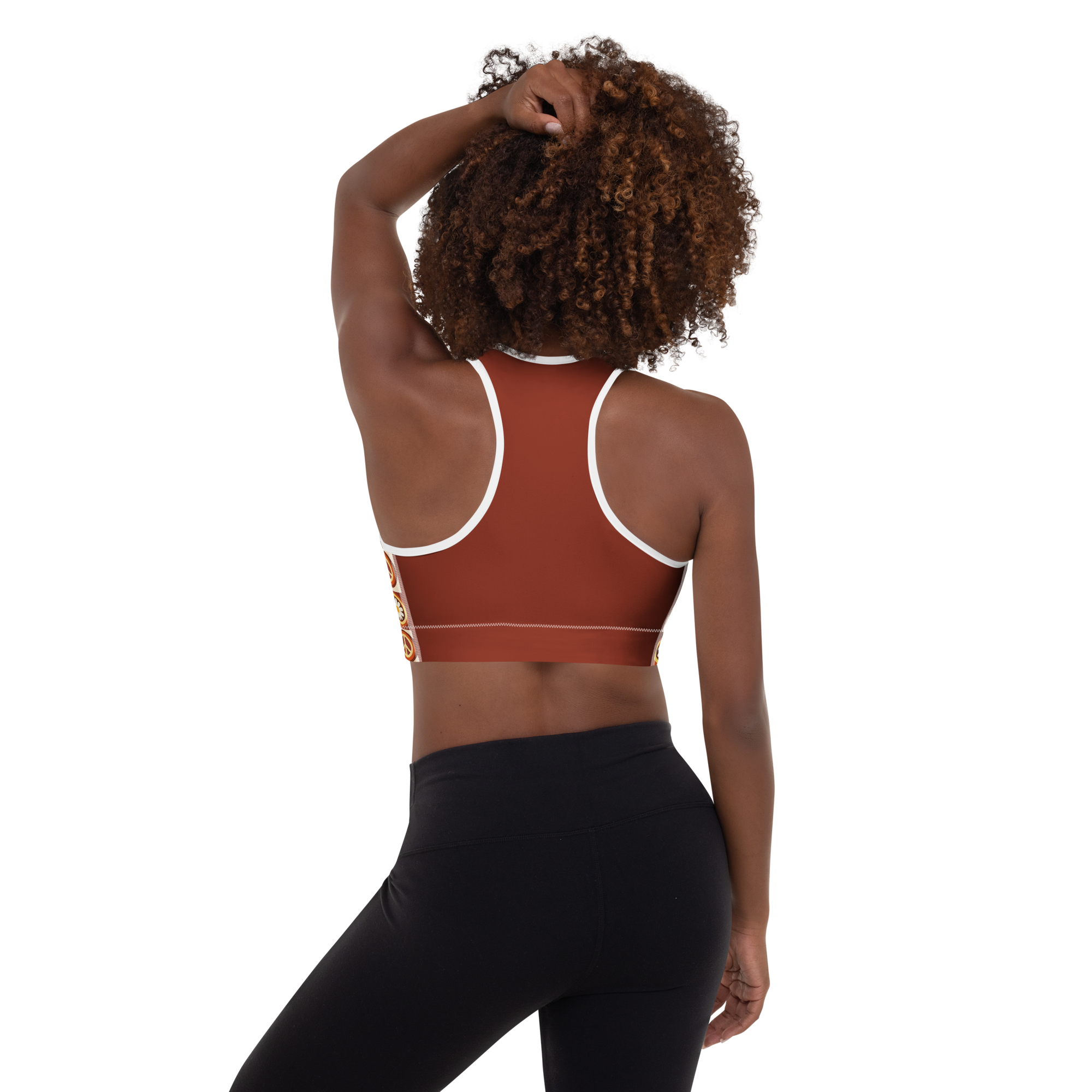 Peace & Love Retro Pattern Sports Bra