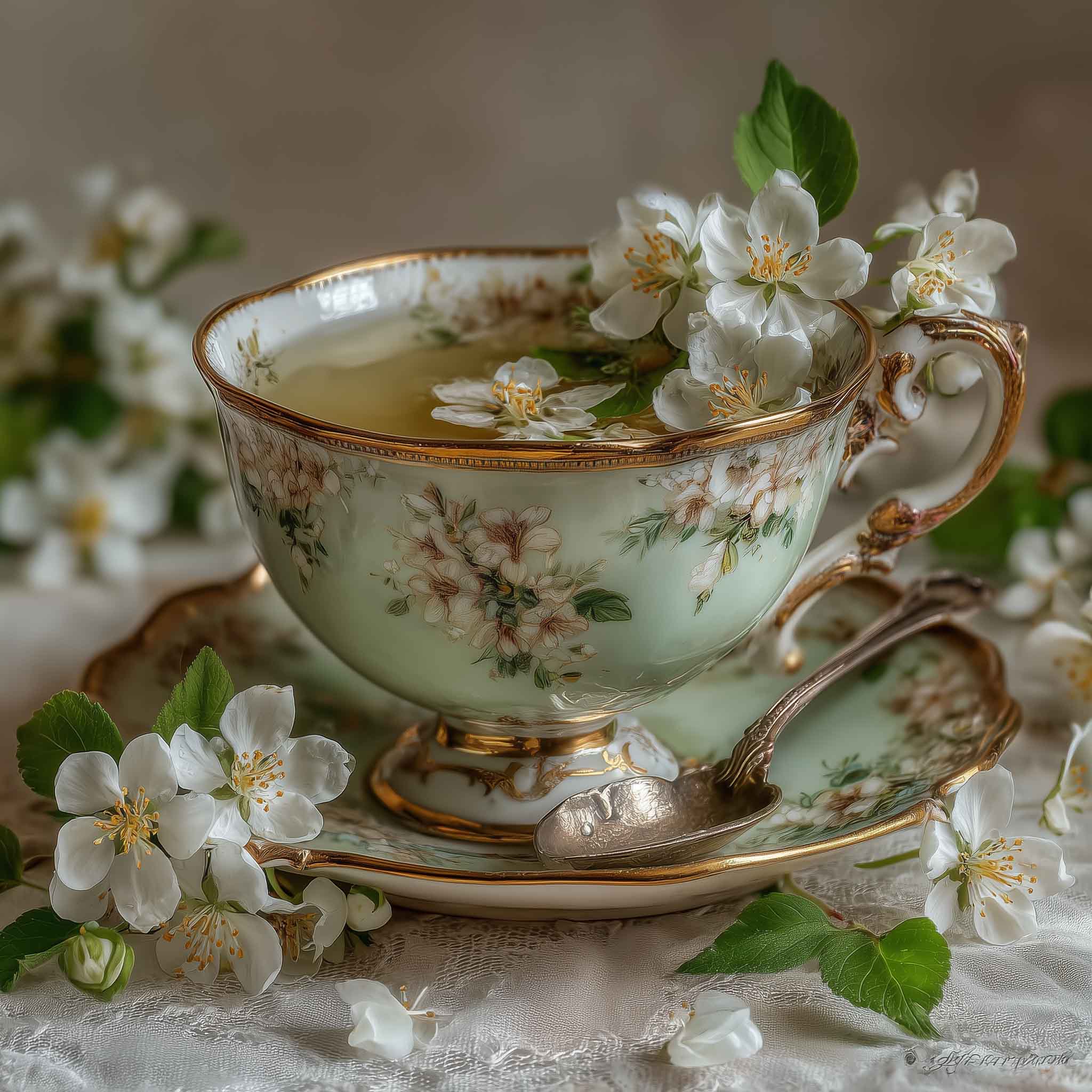 Jasmine Honeysuckle Teacup Candle
