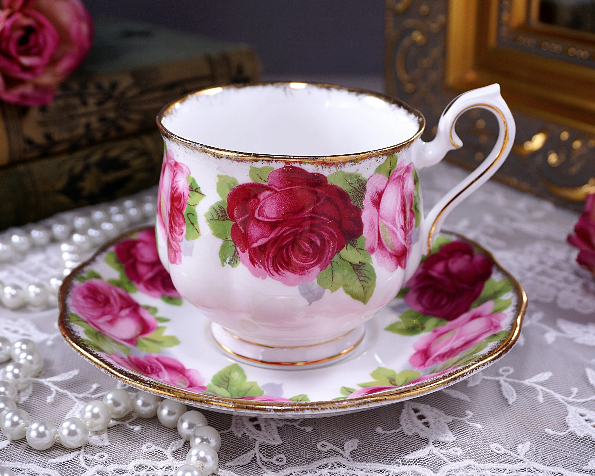 English Rose Teacup Candle
