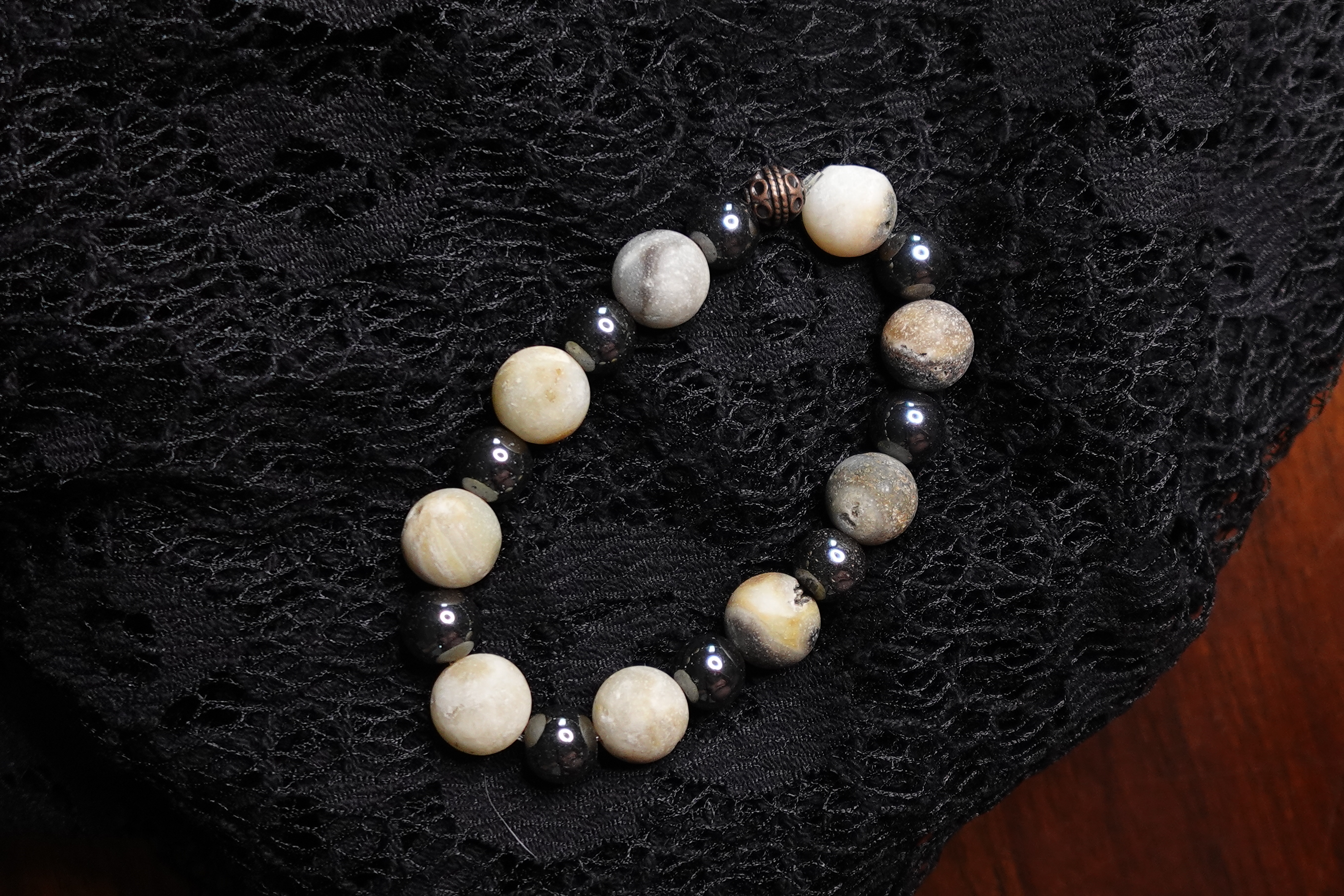 Sand Jasper, Banded Agate and Hematite Bracelet