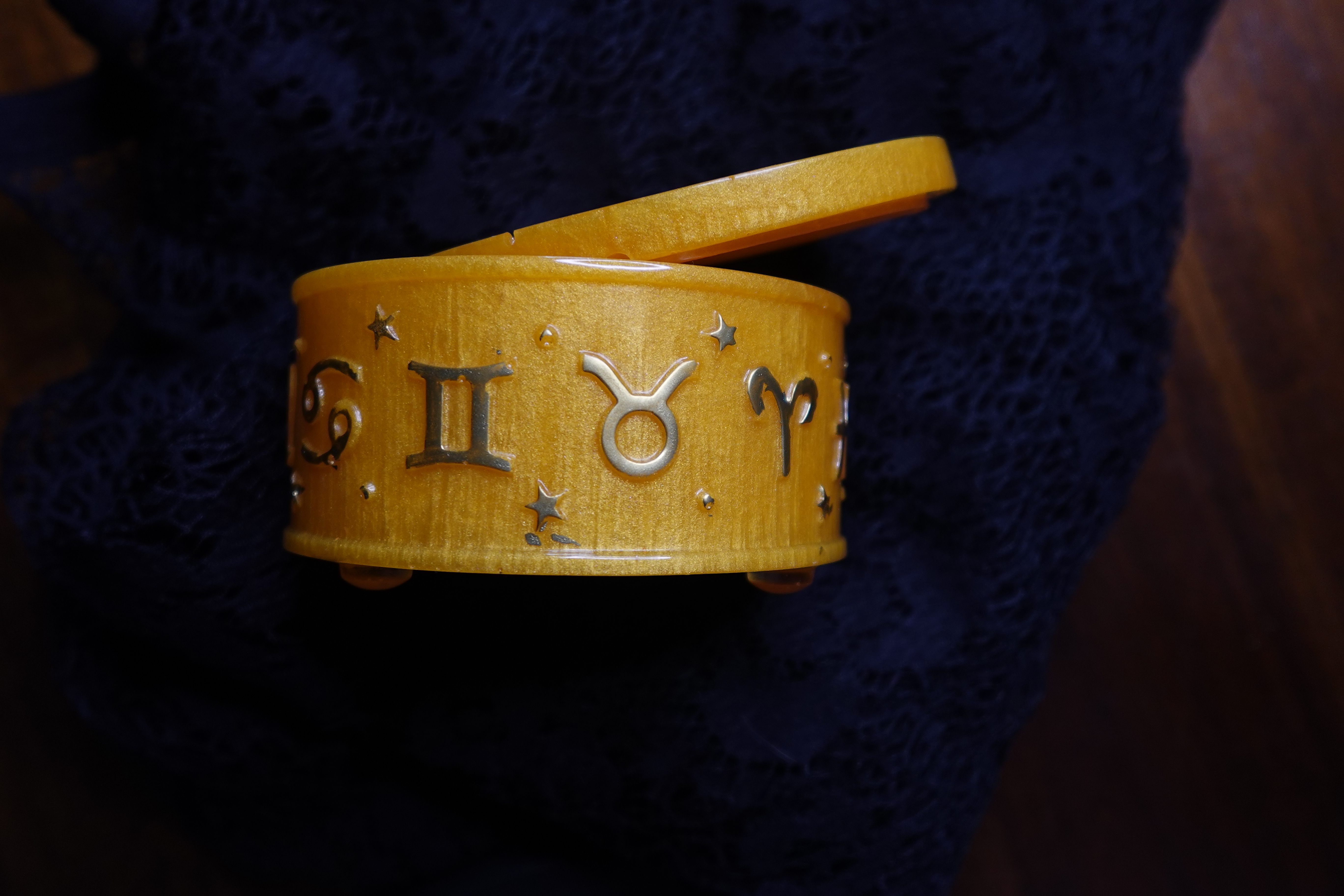 Orange and Gold Sun Astrology Resin Container