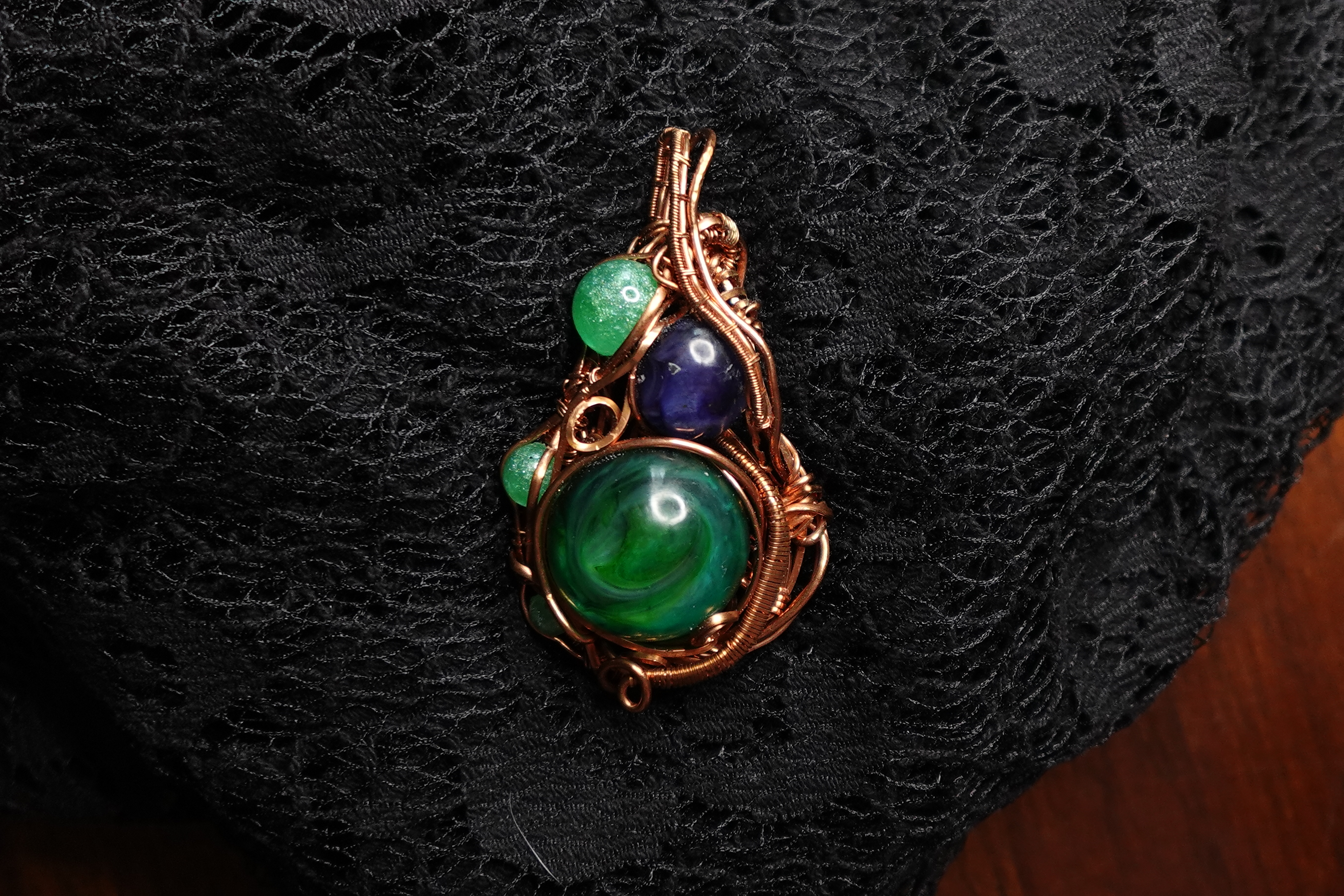 Multi Stone Mardi Gras Petri Design Resin Pendant