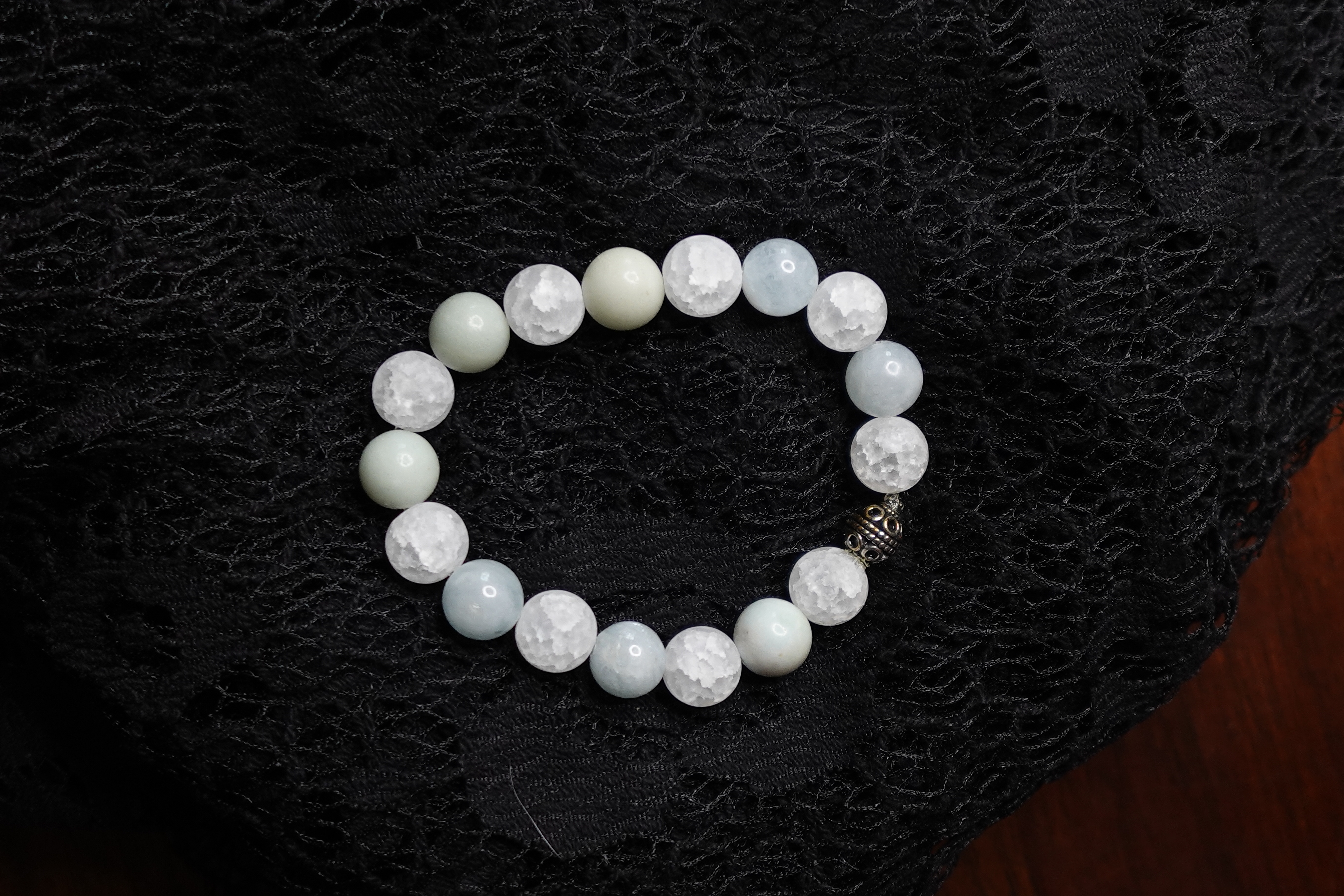 Angelite, Crackled Quartz, and Howlite Bracelet