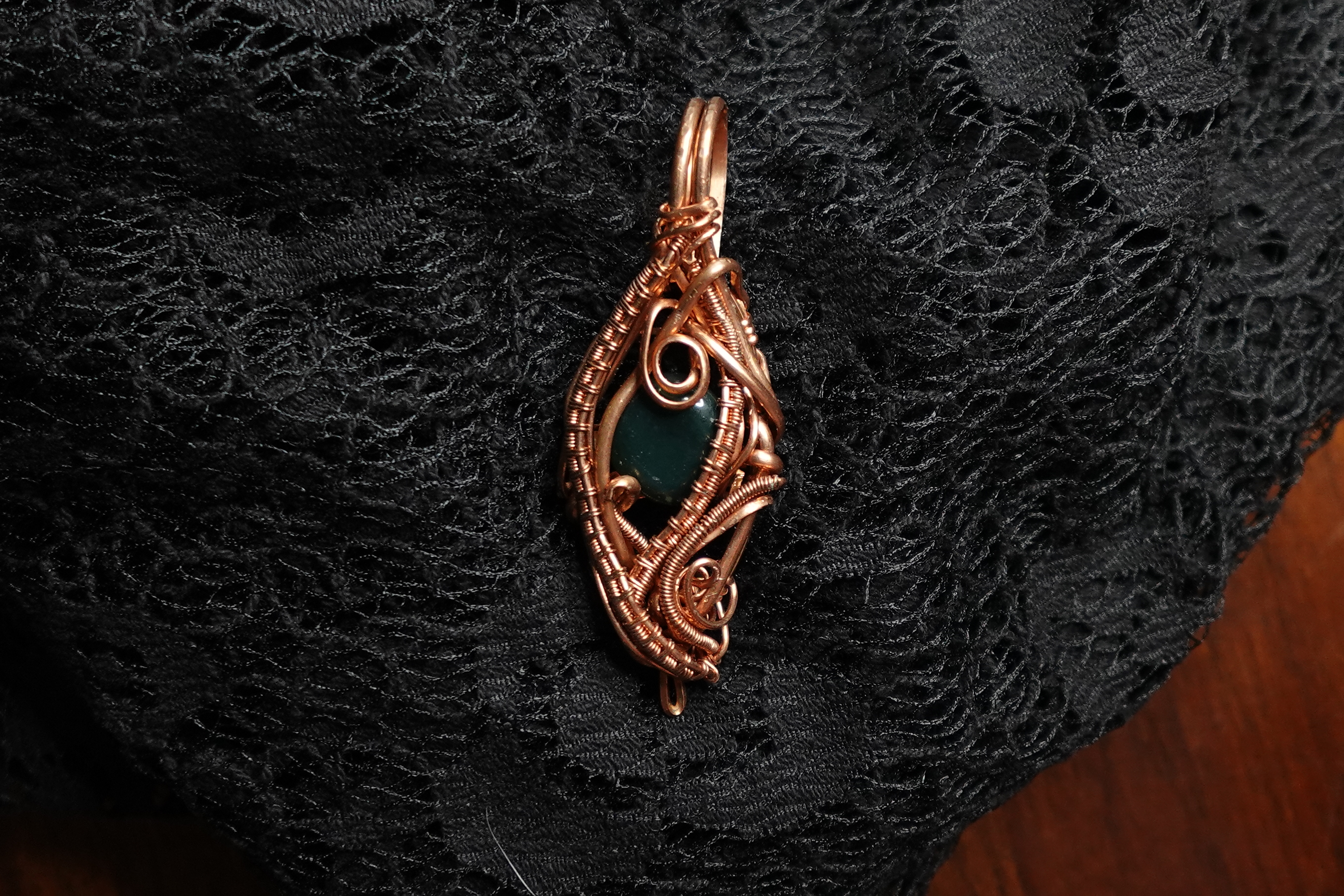 Deep Green-Blue Moss Agate Pendant