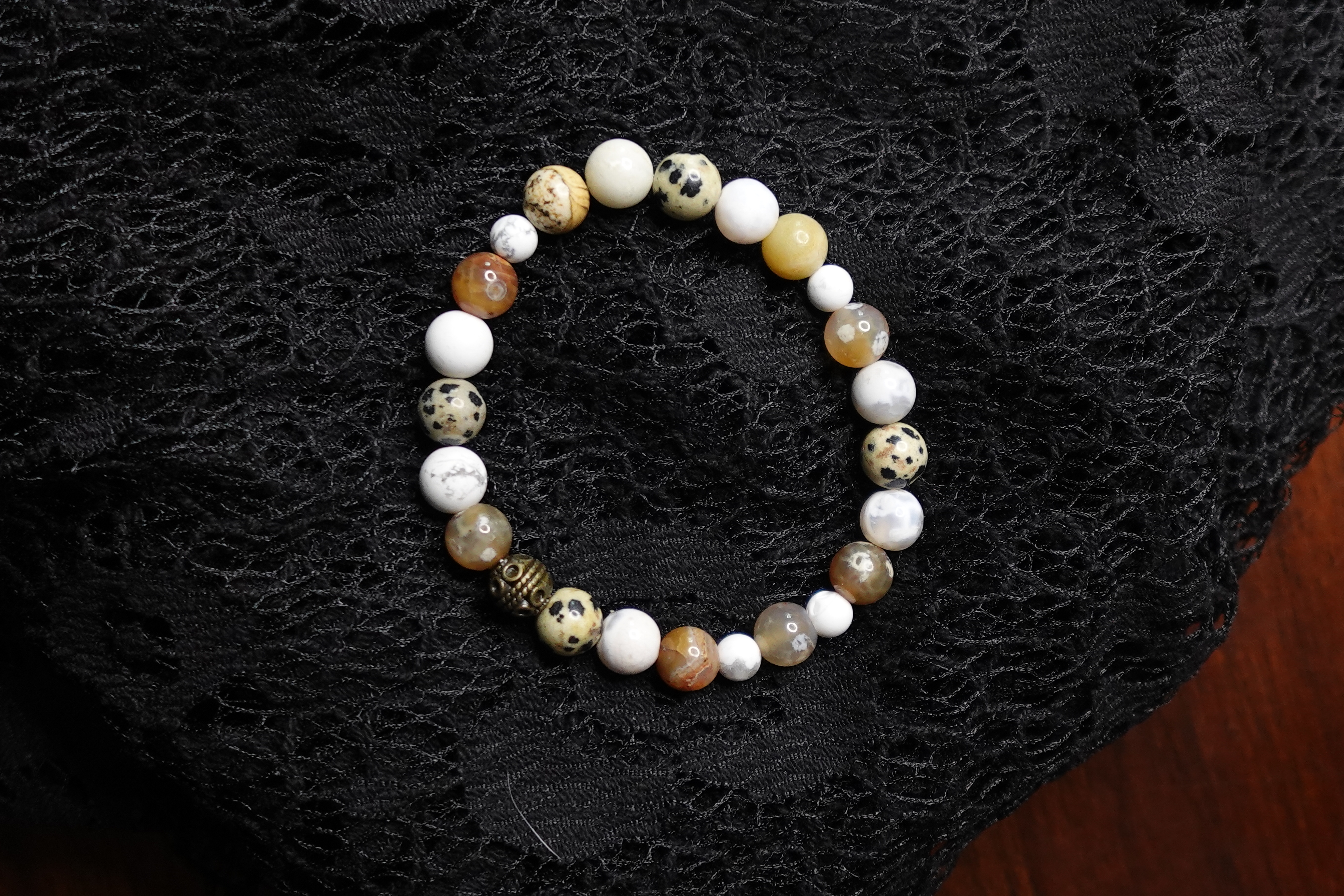 Dalmatian Jasper, Howlite, Sandy Jasper Bracelet