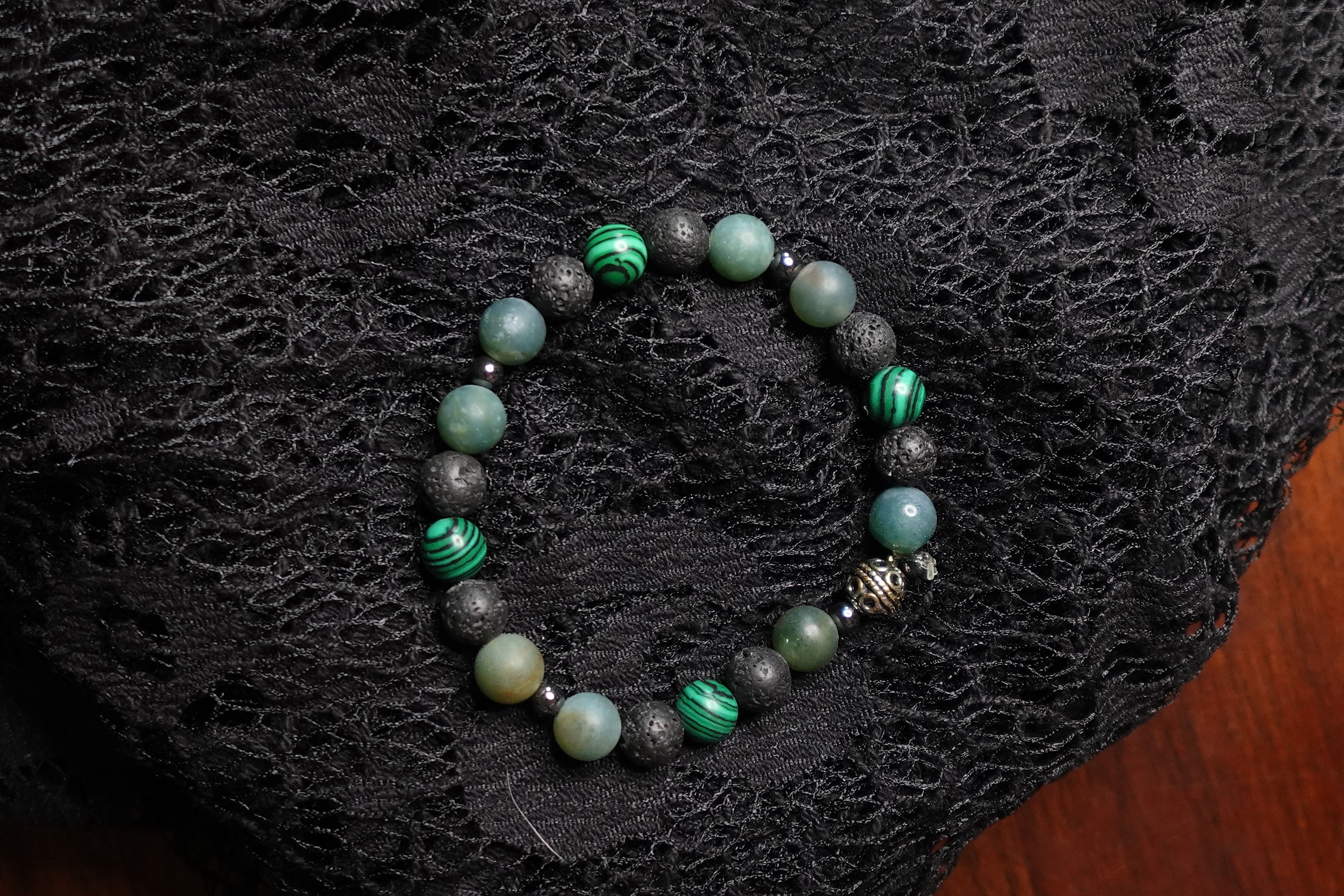 Malachite, Aura Galaxy, Lava Stone Bracelet