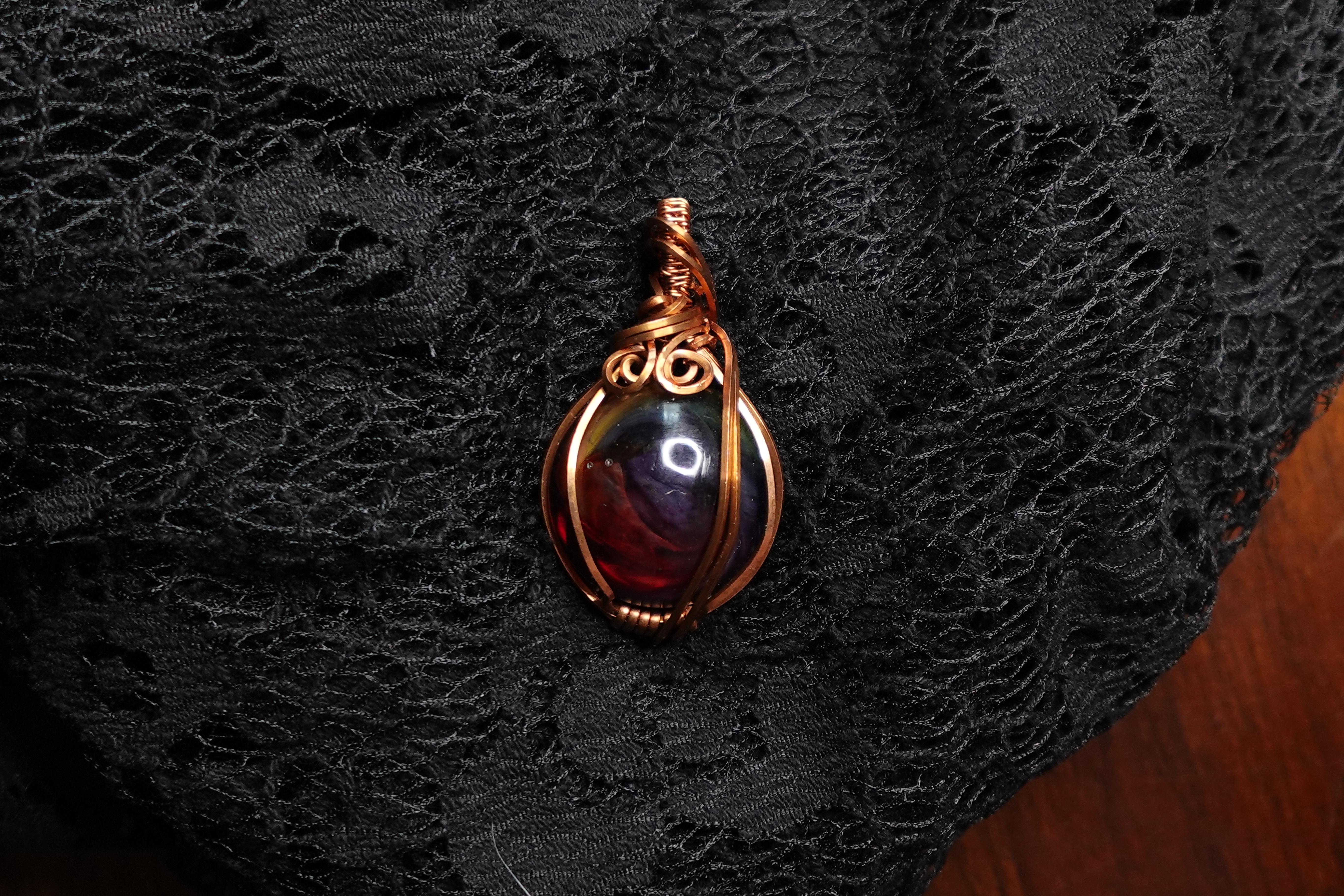 Burgundy Round Petri Resin Pendant