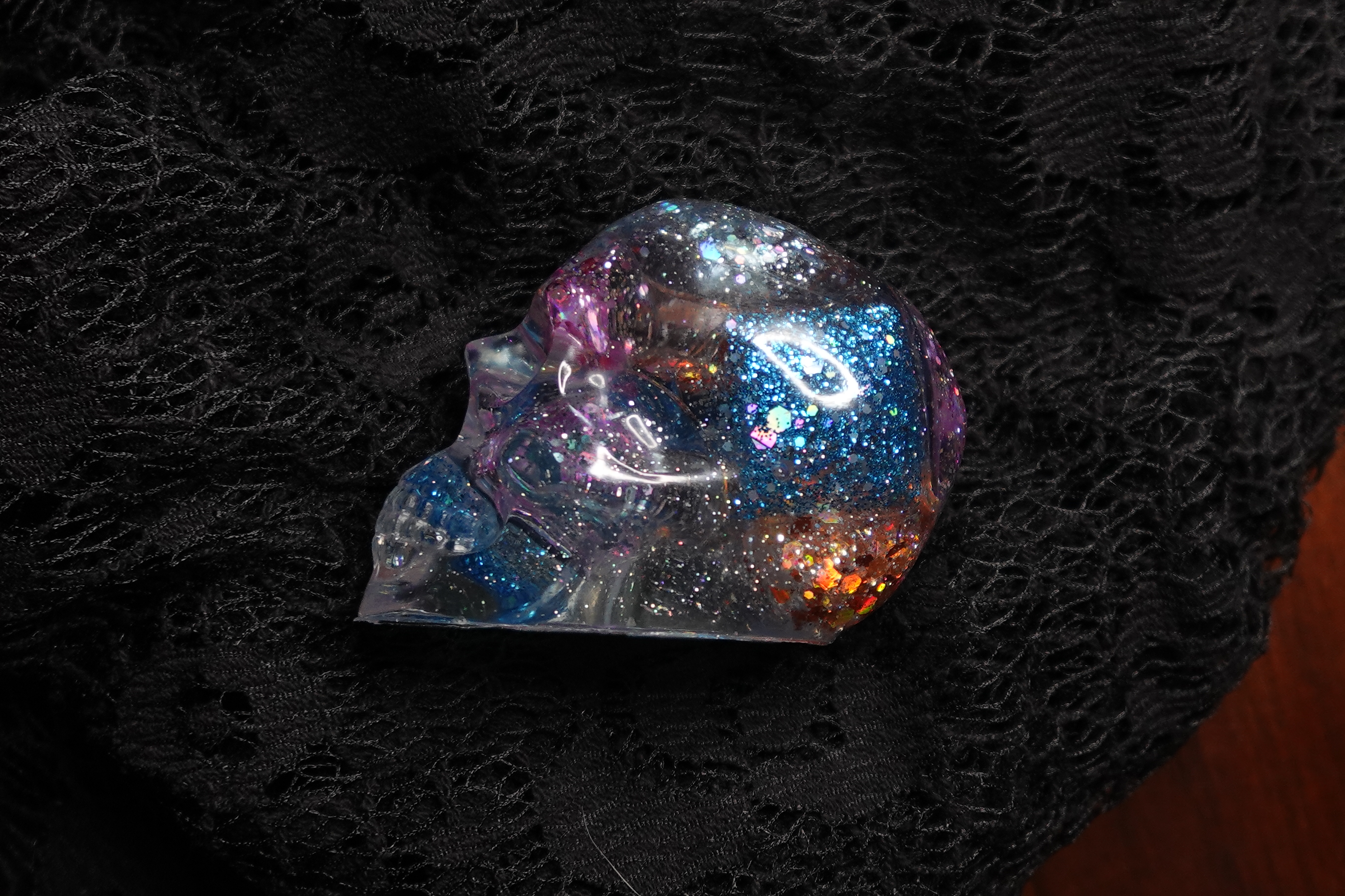 Medium Multi-Color Sparkle Resin Skull