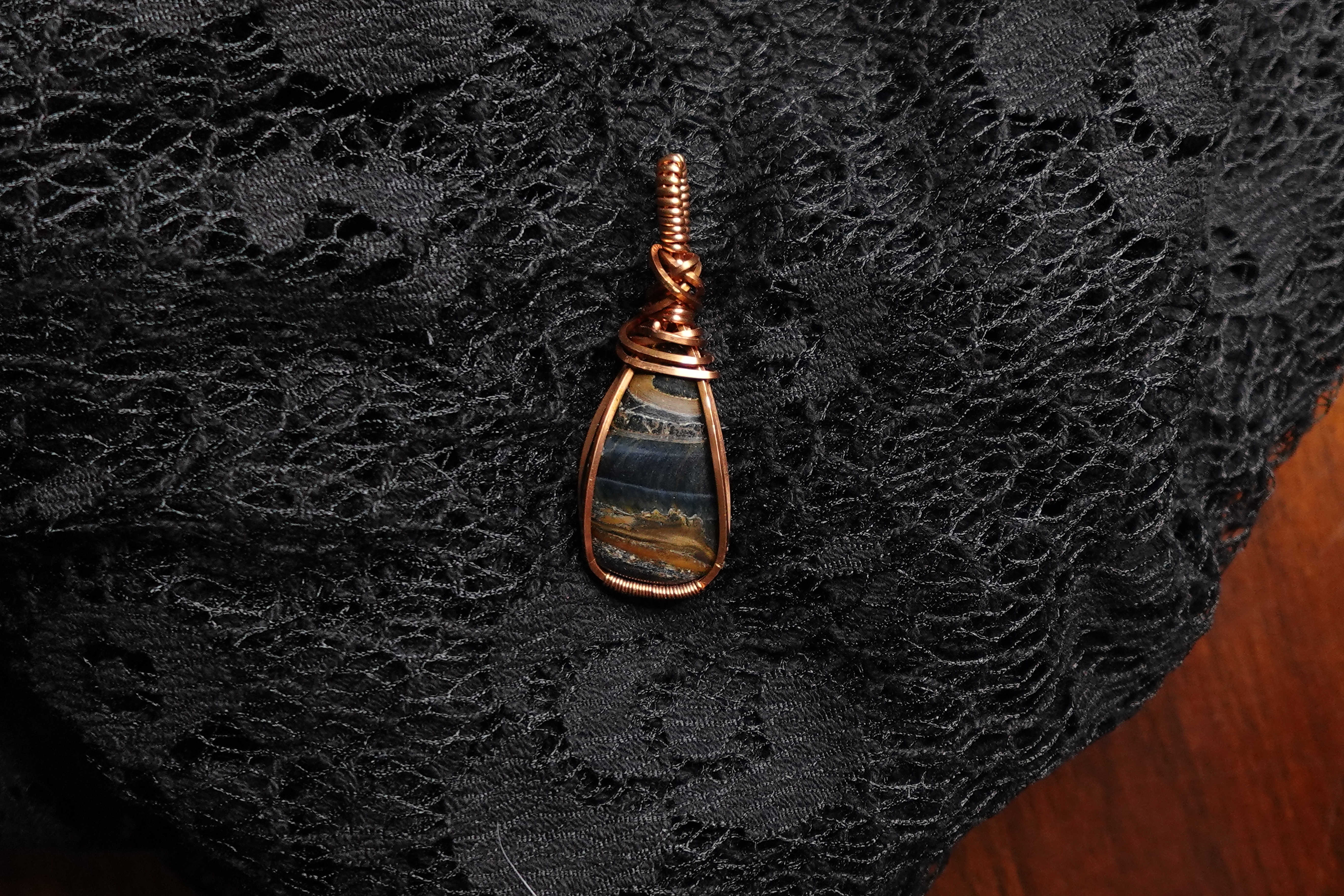 Blue and Brown Banded Agate Pendant
